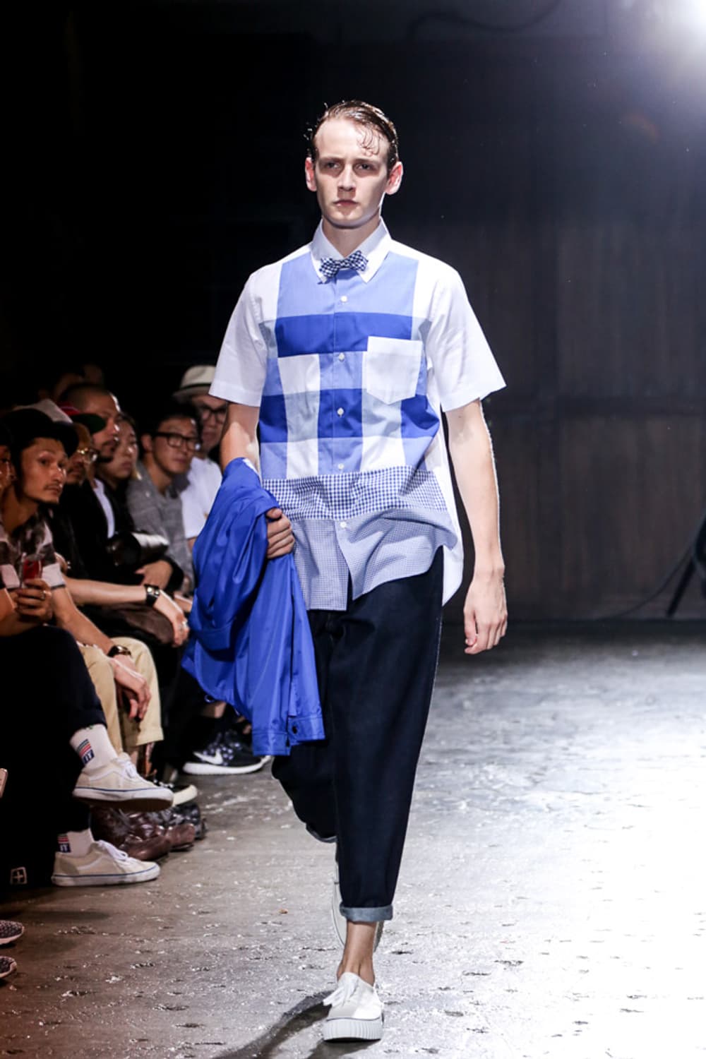 간류 꼼데가르송 패치워크 체크 반팔 셔츠 상품이미지2