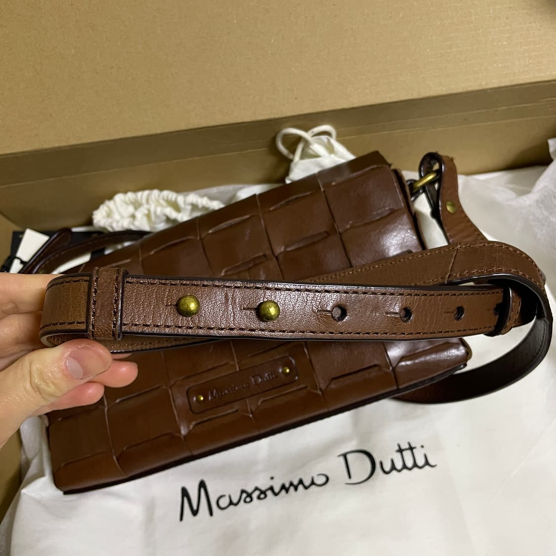 [새상품] 마시모두띠 브라운 소가죽 미니 크로스백 상품이미지6