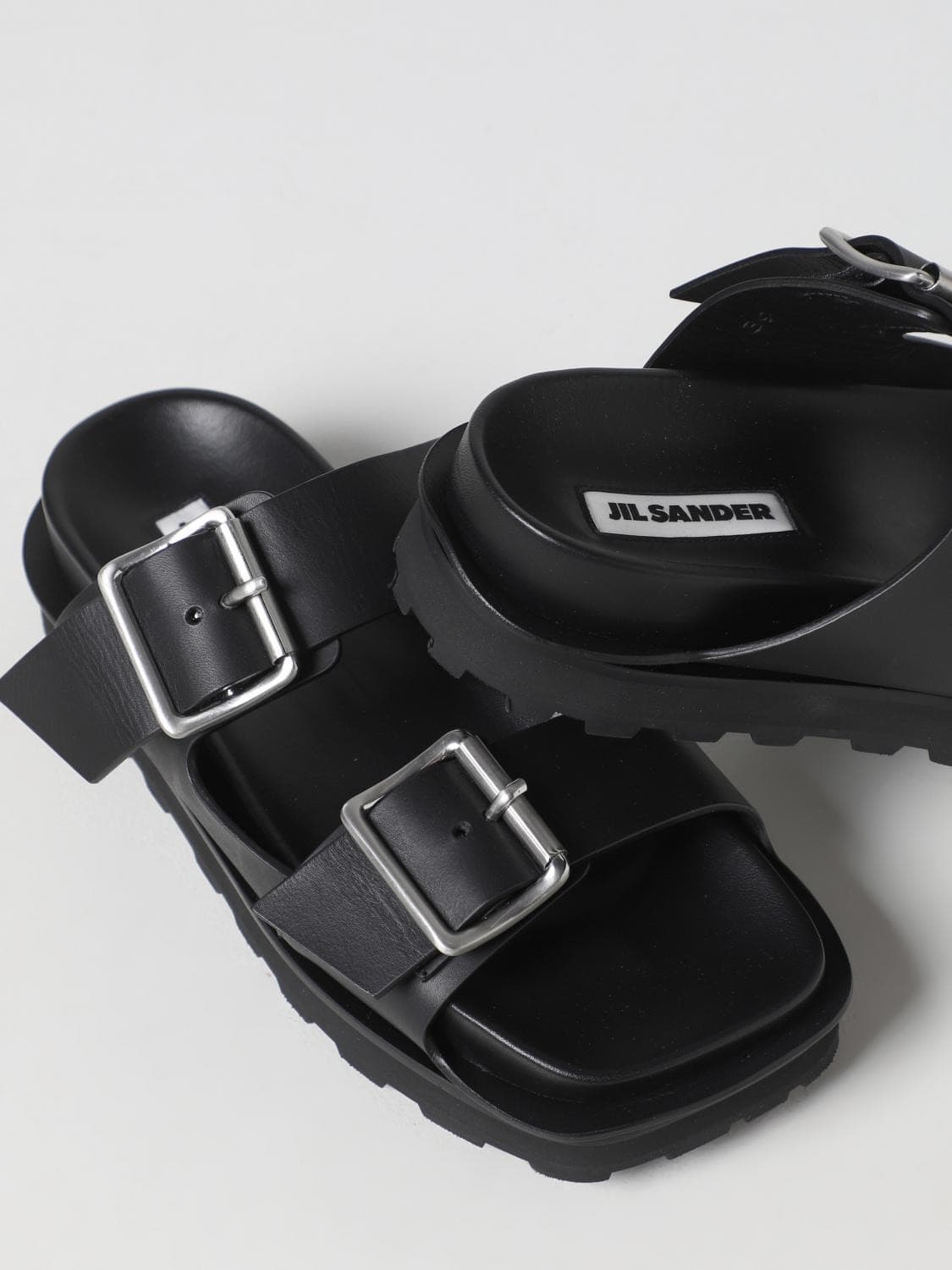 JIL SANDER 질샌더 스퀘어 토 버클 레더 슬리퍼 블랙 43사이즈 상품이미지1