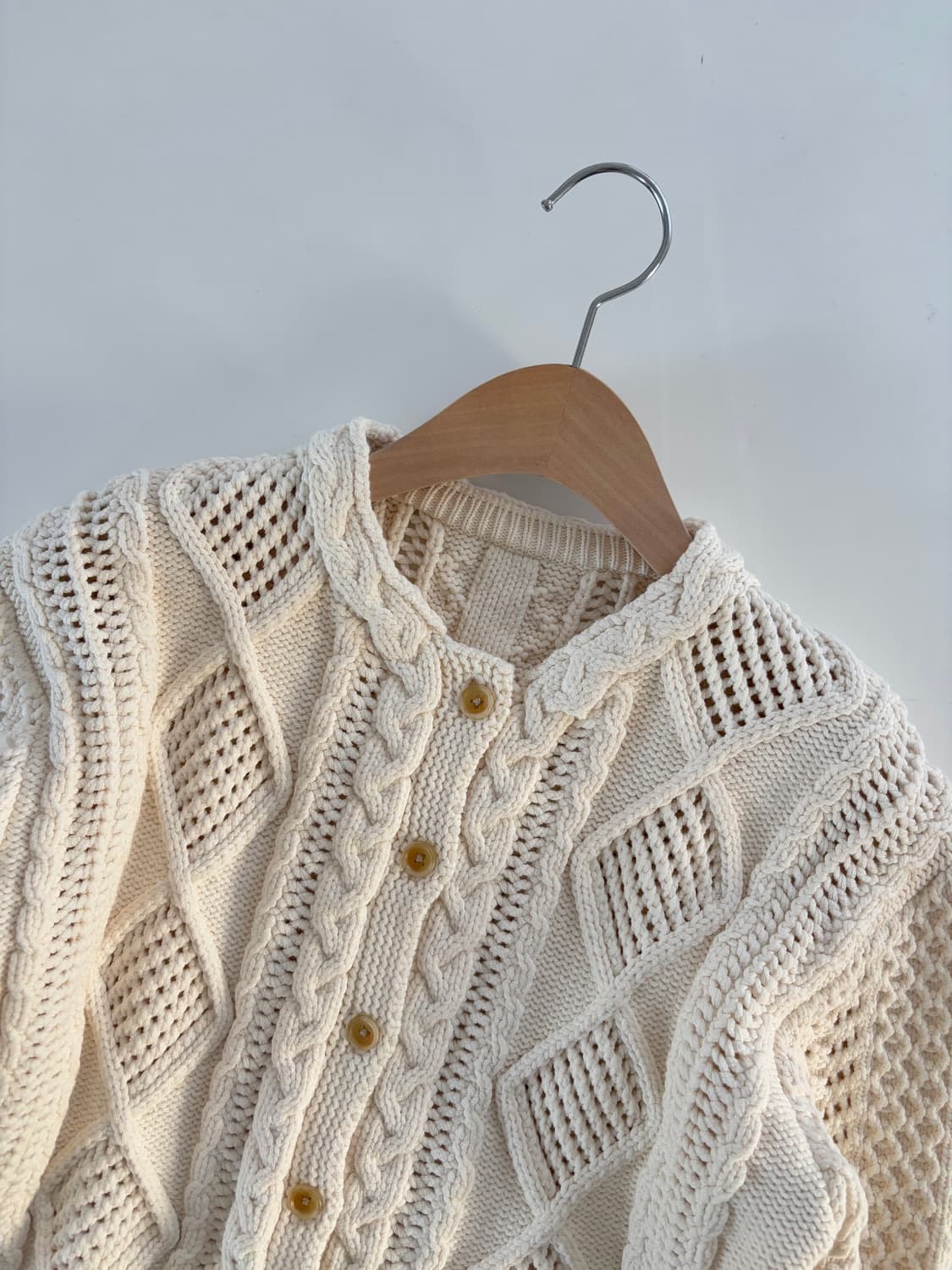 Beams 빔즈보이 아이보리 케이블 니트 가디건h 상품이미지2