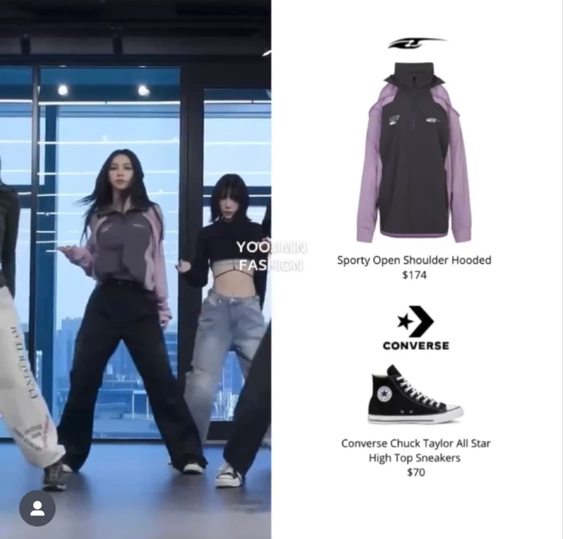 YEEL 스포티 오픈 숄더 후드 노제 카리나 착용 상품이미지2