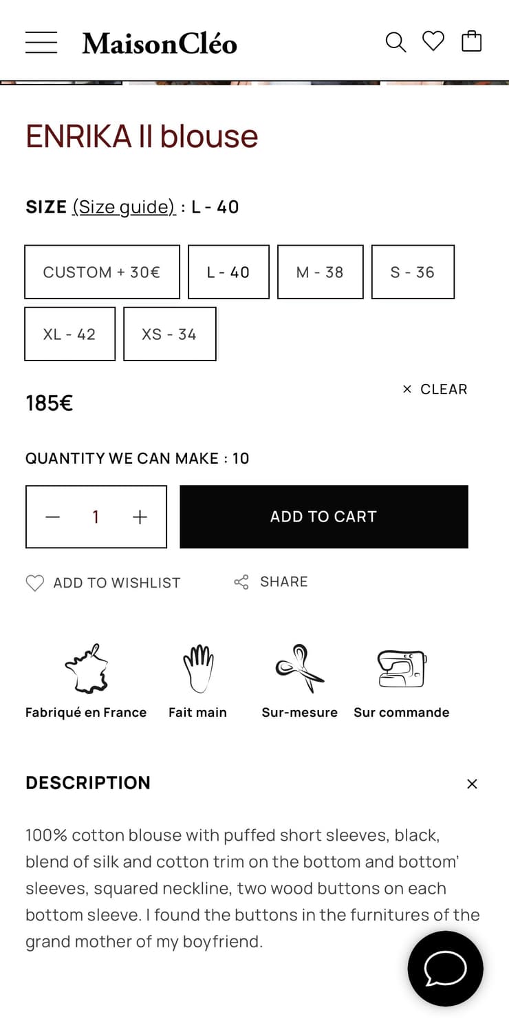 MaisonCleo 블랙 퍼프 블라우스 상품이미지2