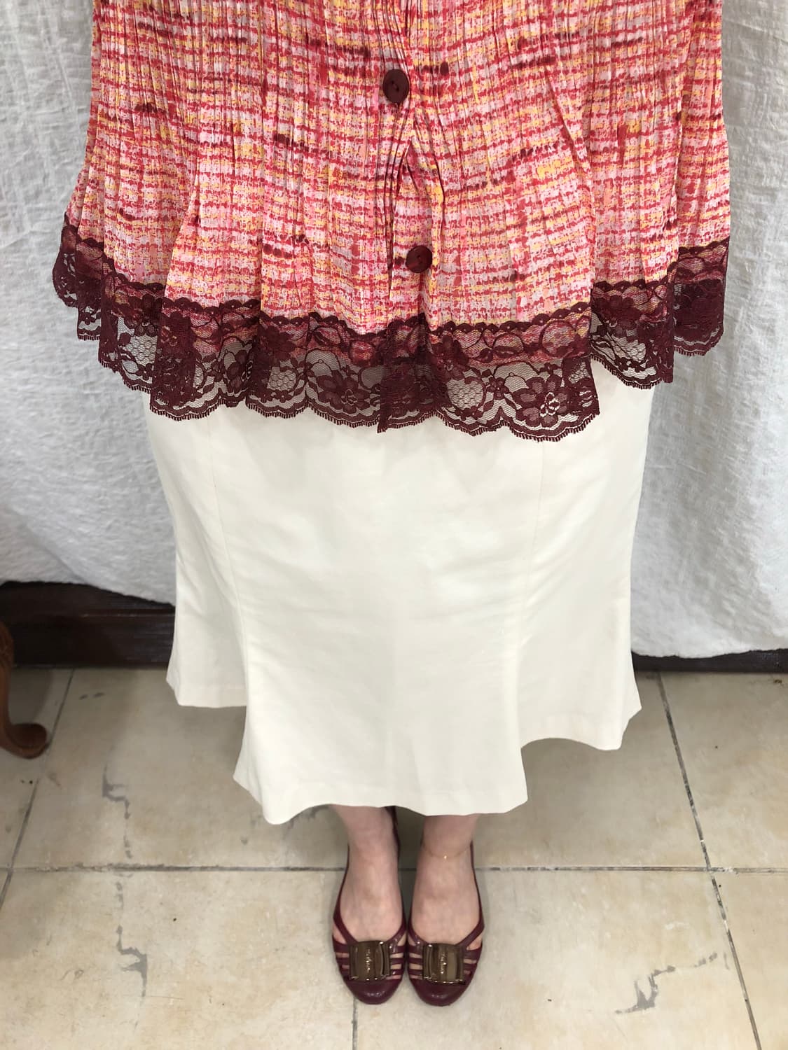 Back wrinkle point midi skirt 상품이미지3