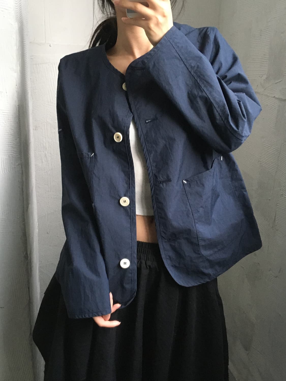 Saint James 세인트제임스 네이비 논카라 자켓 상품이미지1