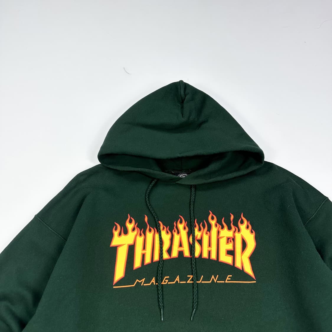 트레셔 플레임 불꽃 로고 카키 후드티 (M) 상품이미지1