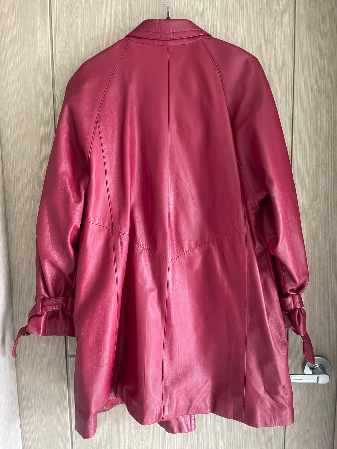 레드 버건디 made in HK 레더 하프 가죽자켓 상품이미지5