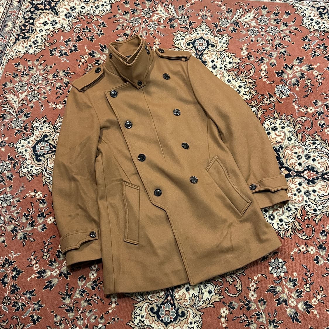 우영미 울 캐시미어 더블버튼 코트 (L) 100 48 상품이미지2