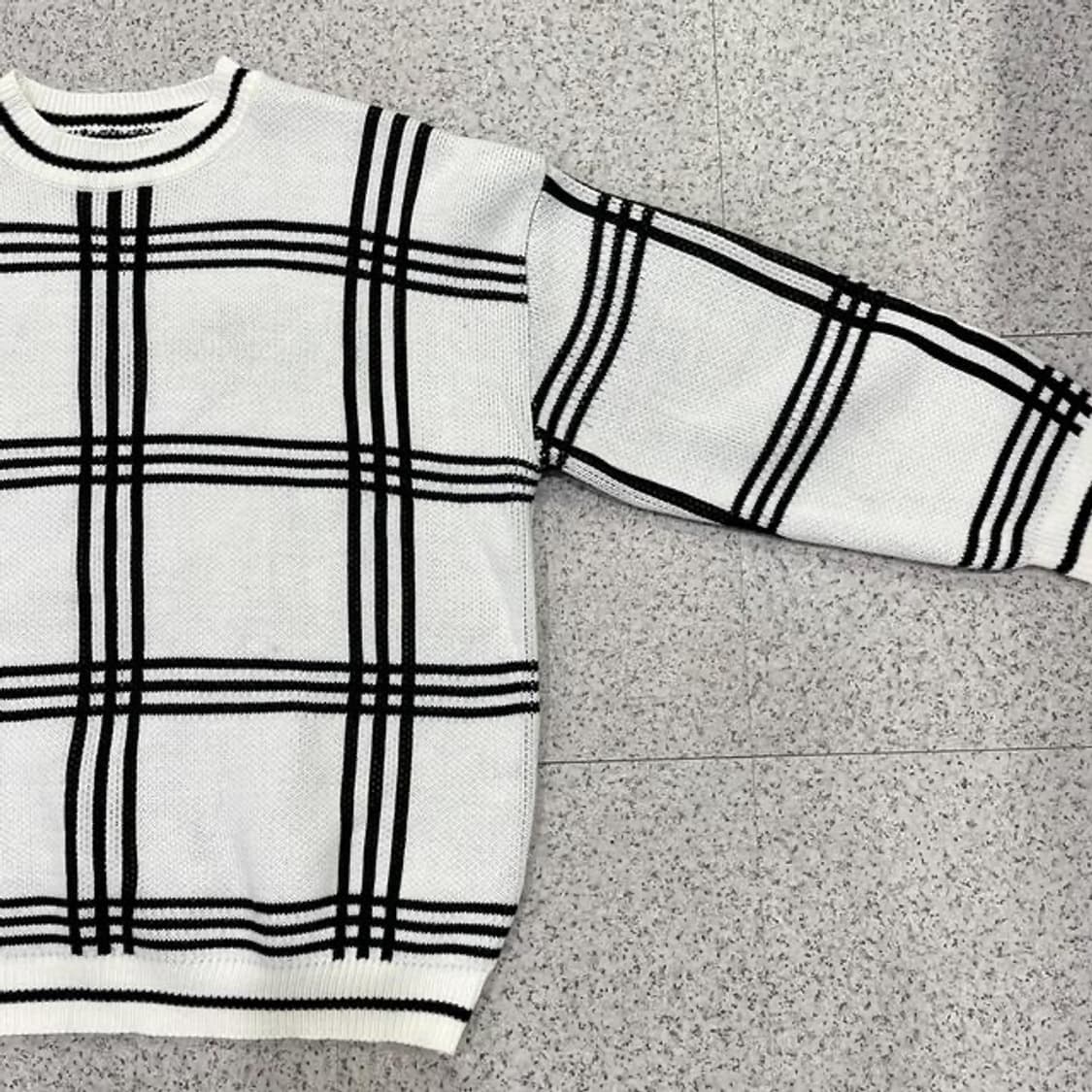 오버핏 체크 니트 (L)   상품이미지2