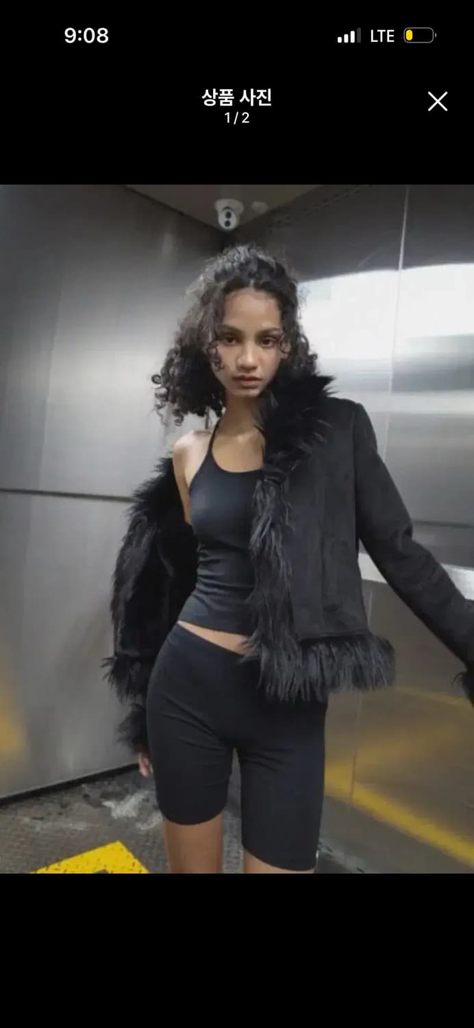 드라이로즈 라인 퍼 무스탕 블랙 상품이미지1