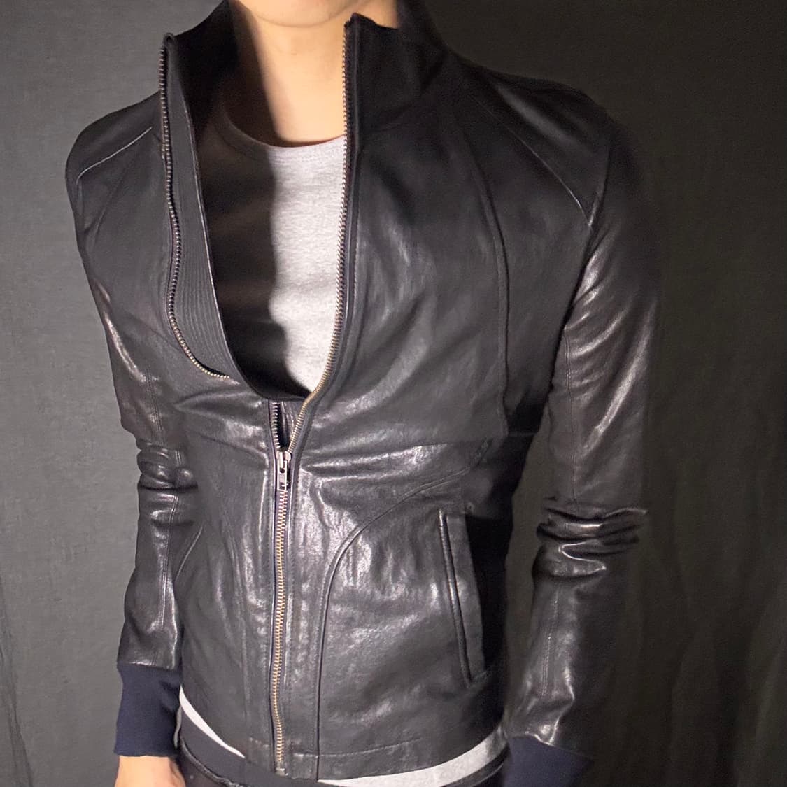 vintage black leather jacket 상품이미지5