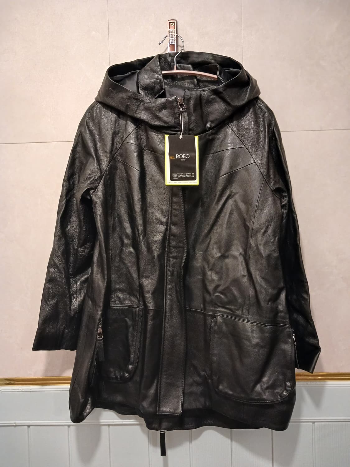ROBO 정품 여성 천연가죽 (염소) 소재 후드 점퍼 87-96-165 상품이미지1