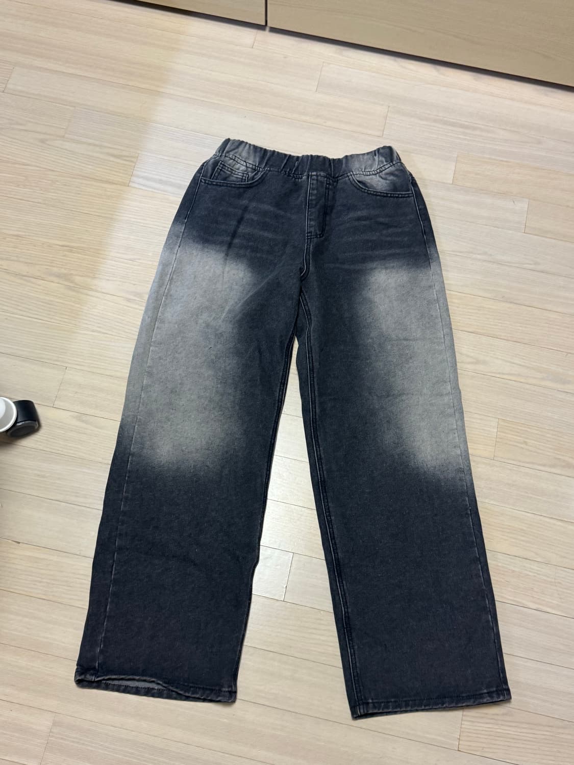 블랙 워싱 와이드 데님팬츠 상품이미지1