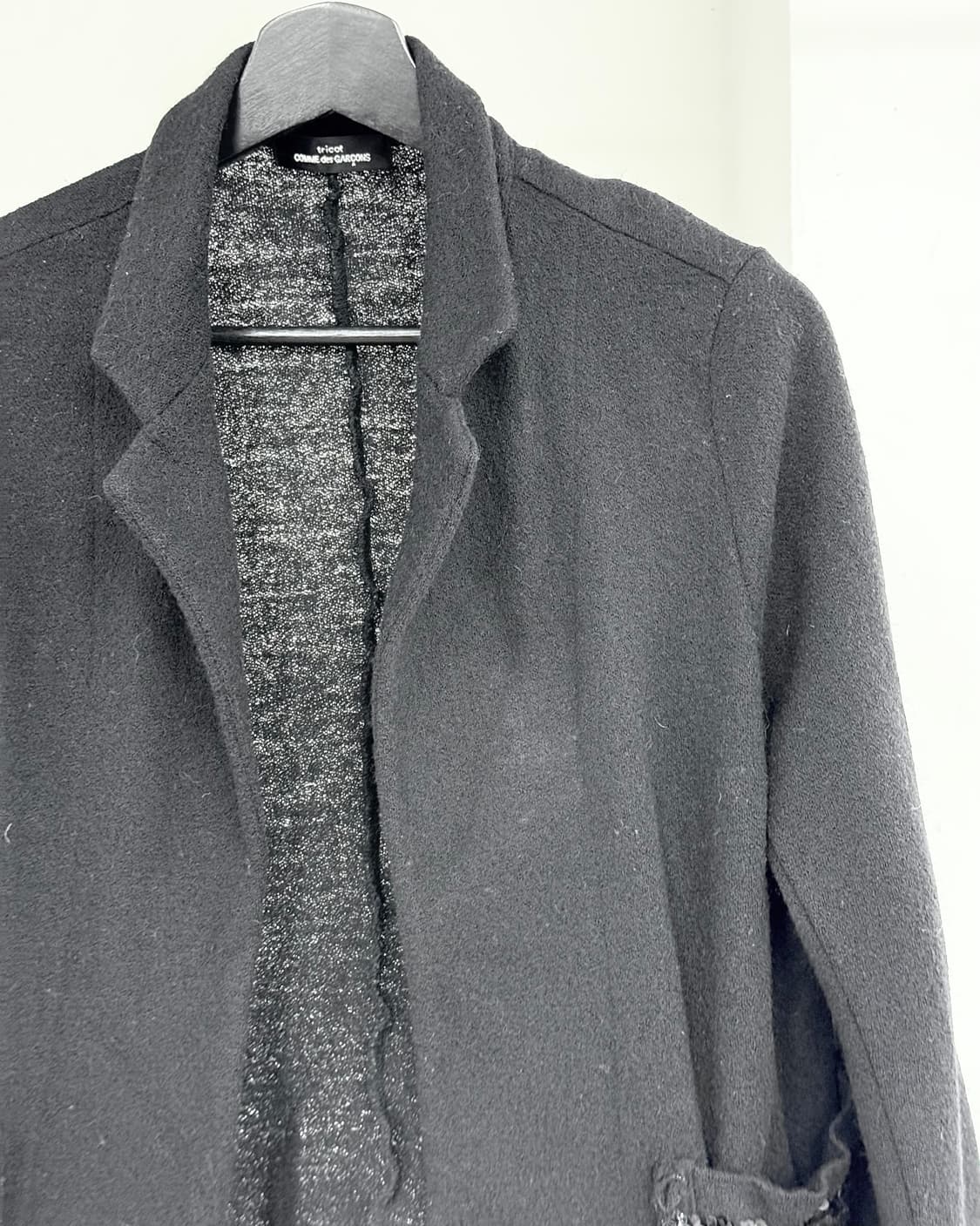 꼼데가르송 트리콧 블랙 스팽글 포켓 오픈 가디건 상품이미지4