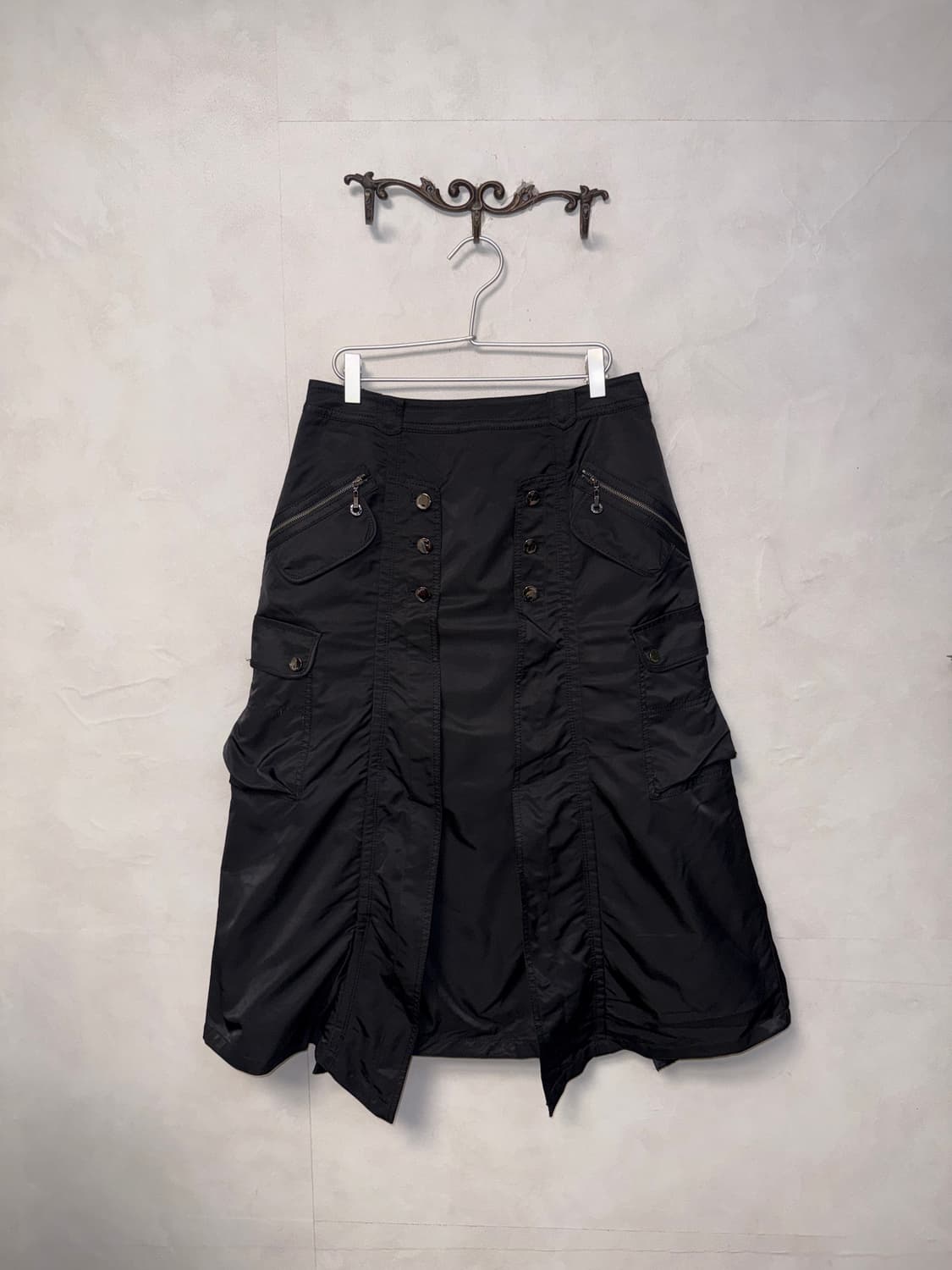 Adoniser black ribbon shirring pocket sk 상품이미지2