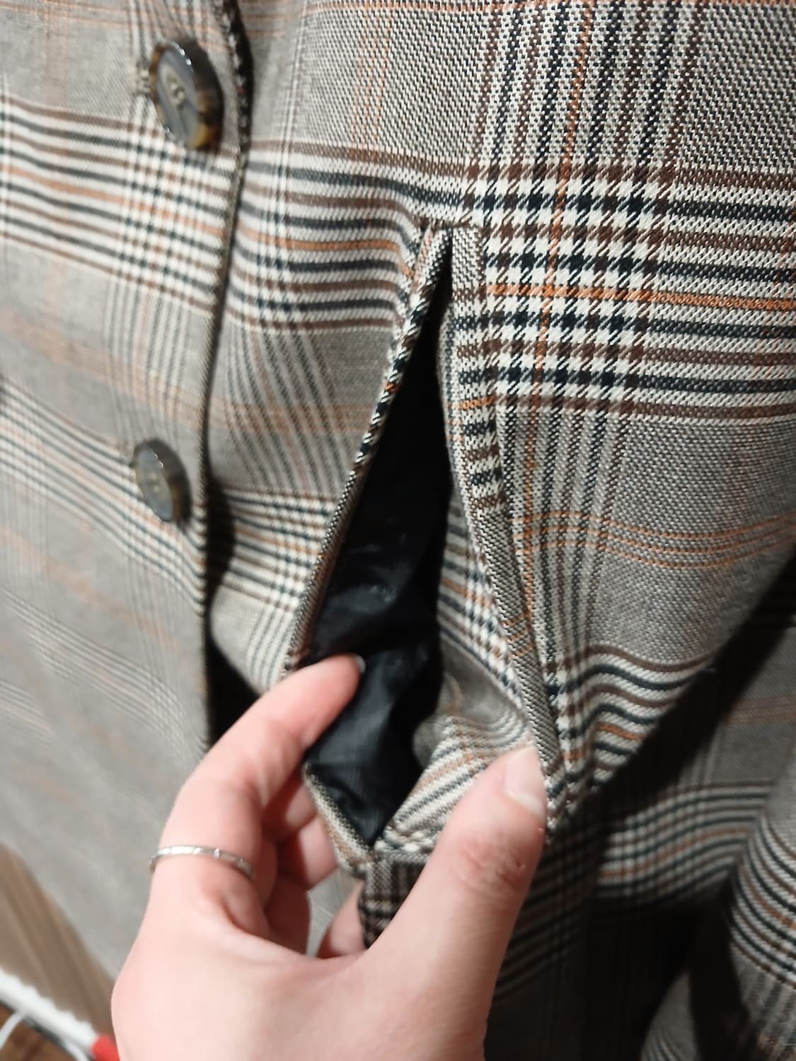 자라 글렌체크 블레이저 롱자켓- M 상품이미지4