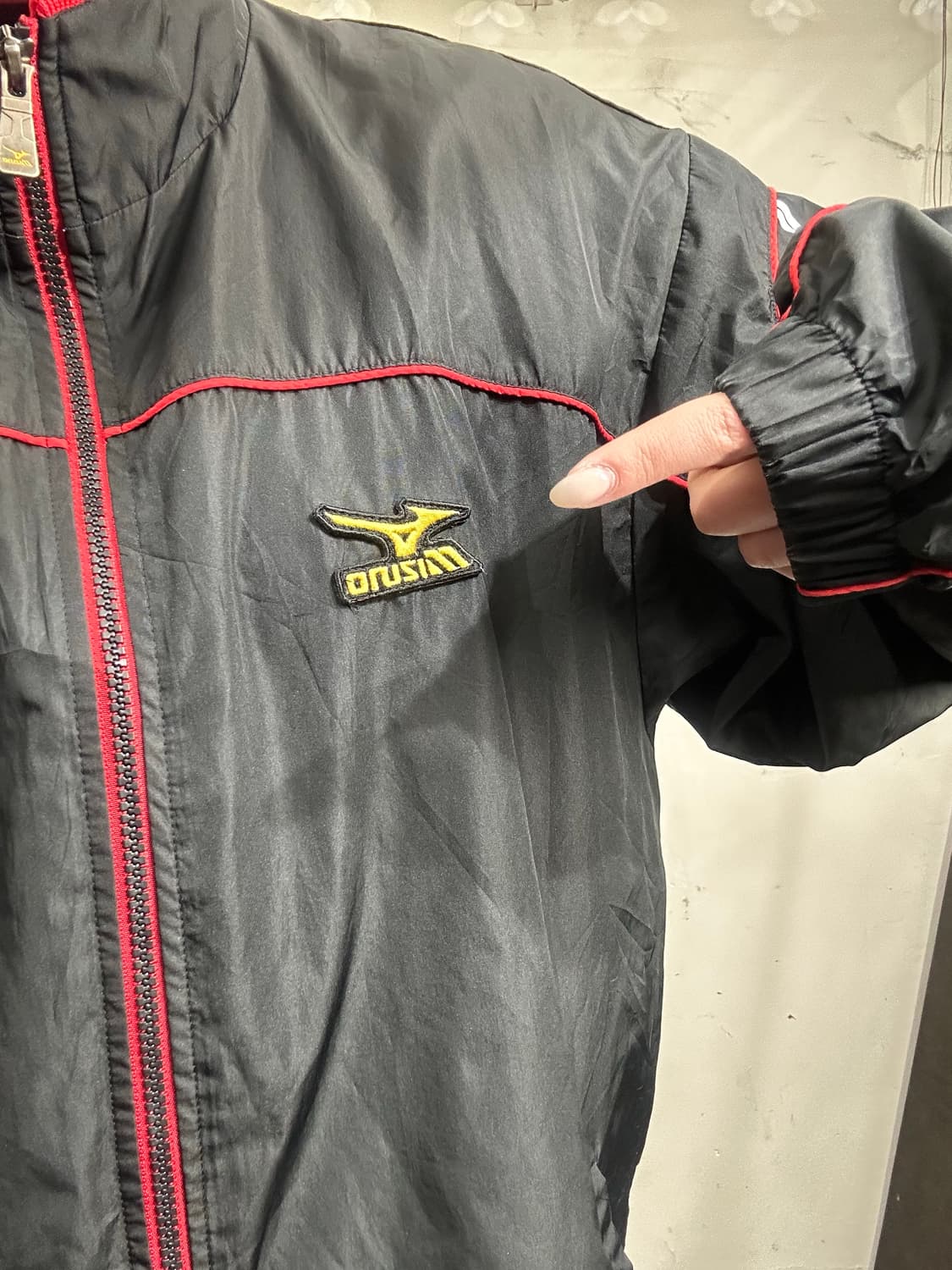 미즈노 블랙 올드스쿨 사이드 라인 오버핏 바람막이 빅 로고 트랙 자켓 L 상품이미지4