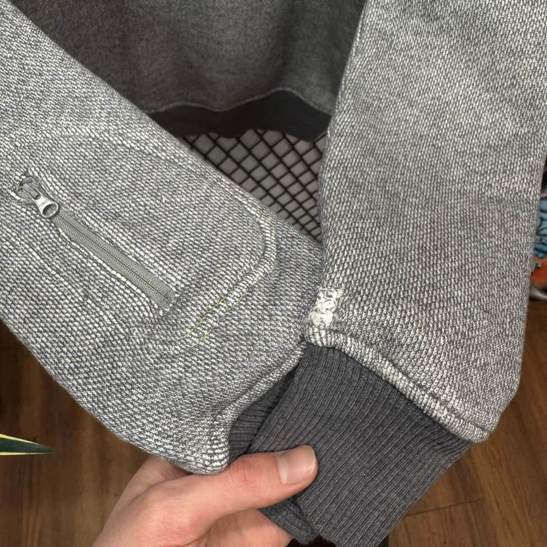 00s 스투시 어센틱 코튼 후드 집업 전면 로고 포인트 그레이 상품이미지8