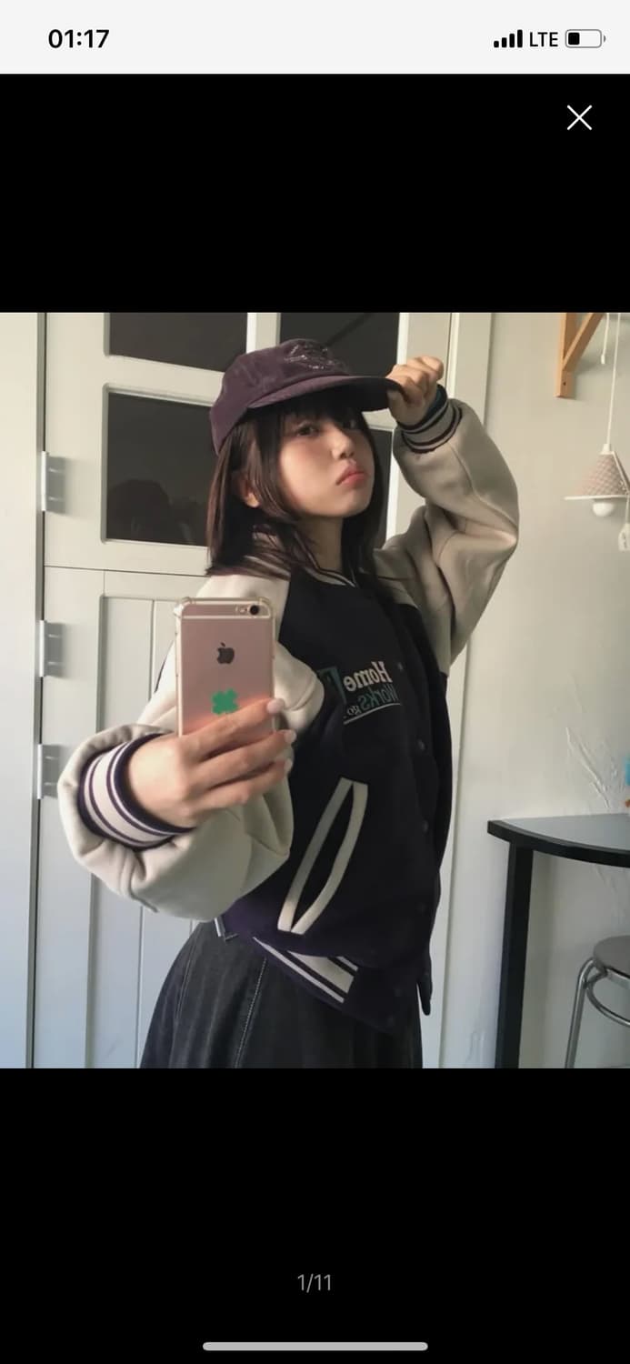 (새상품) 어반디타입 홈보이 울 바시티 자켓 퍼플 상품이미지4