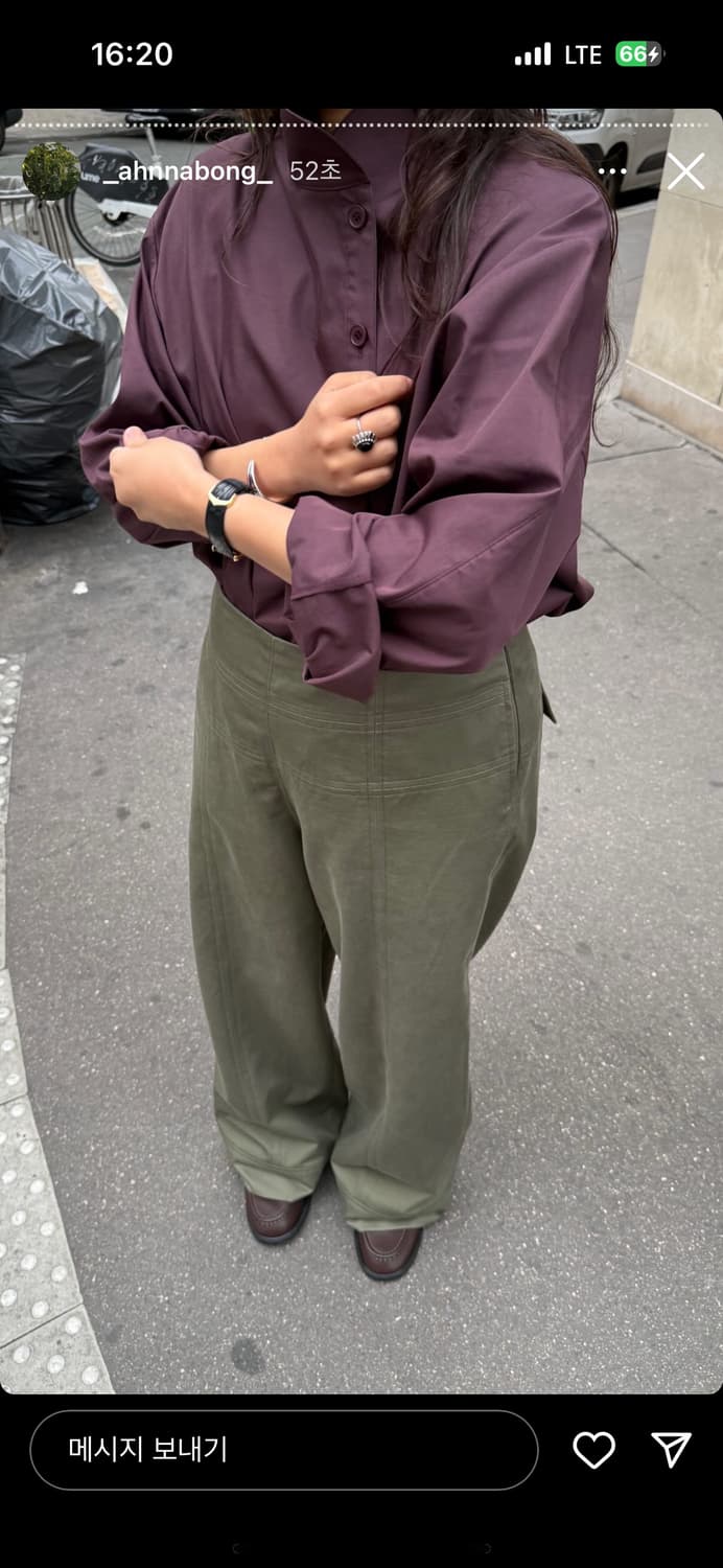 ethos 에토스 버튼 플레어 셔츠 퍼플 와인 상품이미지2