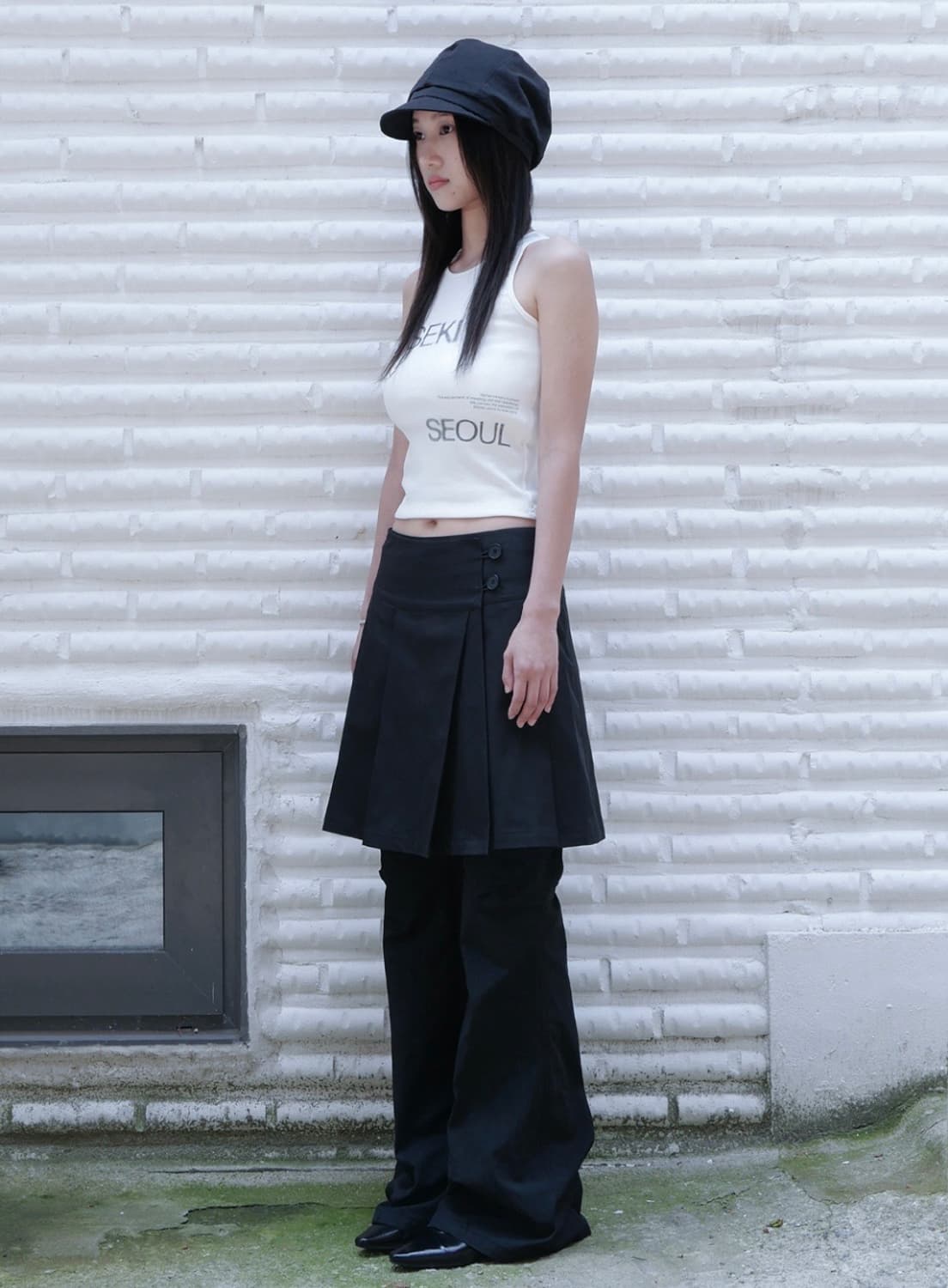 미세키서울 로고 슬리브리스 나시 화이트 Logo crop sleevele 상품이미지5