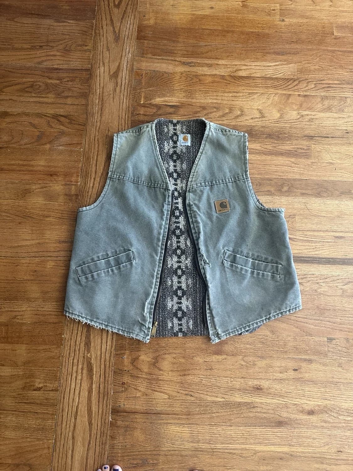 90s 빈티지 칼하트 판넬 리버시블 플리스 베스트 L 상품이미지1