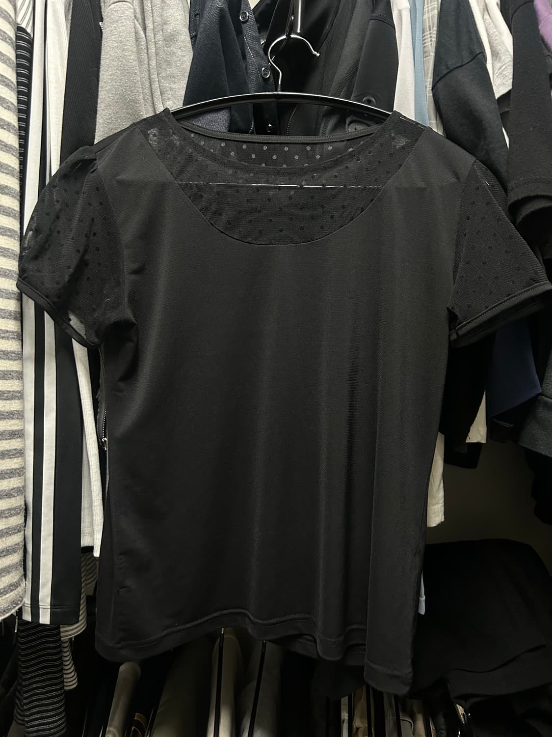 빈티지 땡땡이 시스루 퍼프 블라우스 상품이미지1