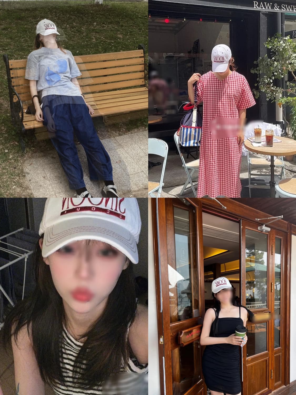 화이트베이지 레드 레터링 sinoon 시눈 볼캡 모자  상품이미지2