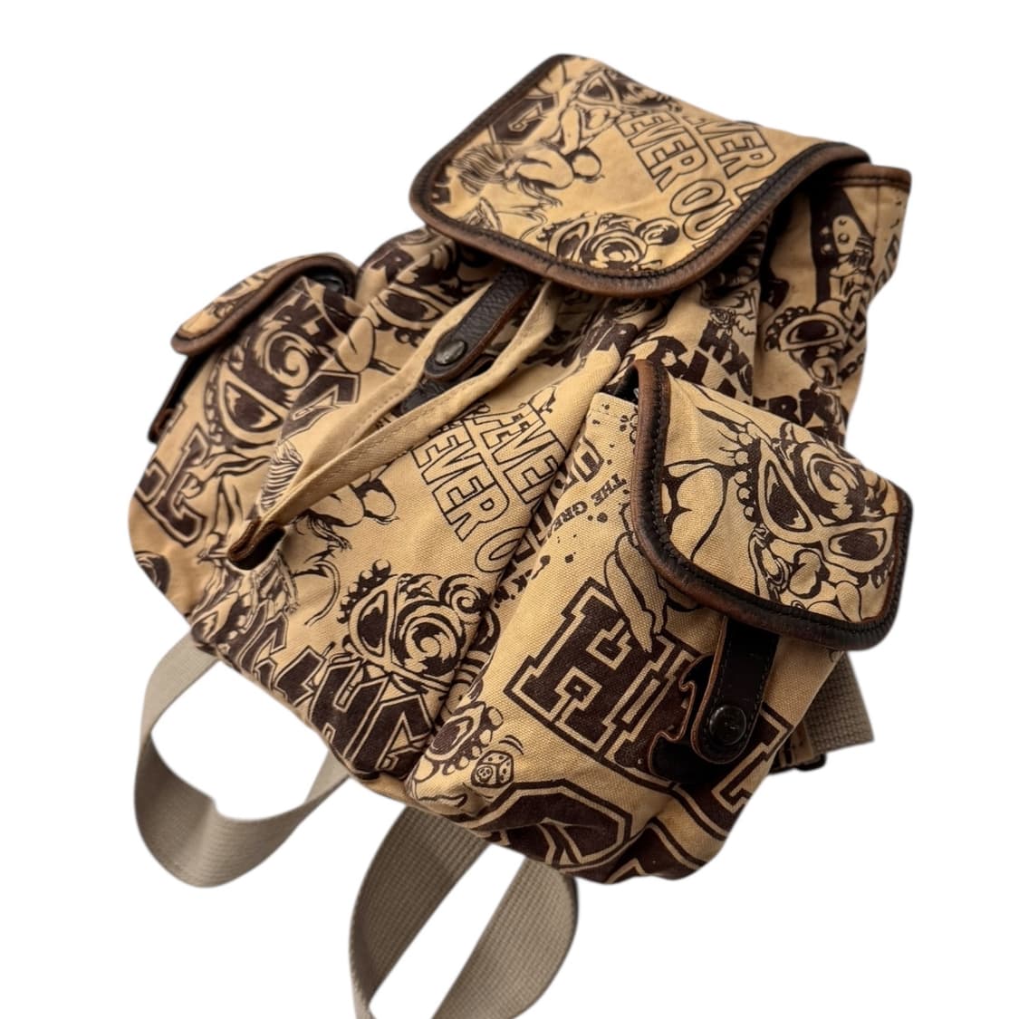 히스테릭글래머 캔버스 레더 미니 럭색 백팩 베이지 상품이미지6