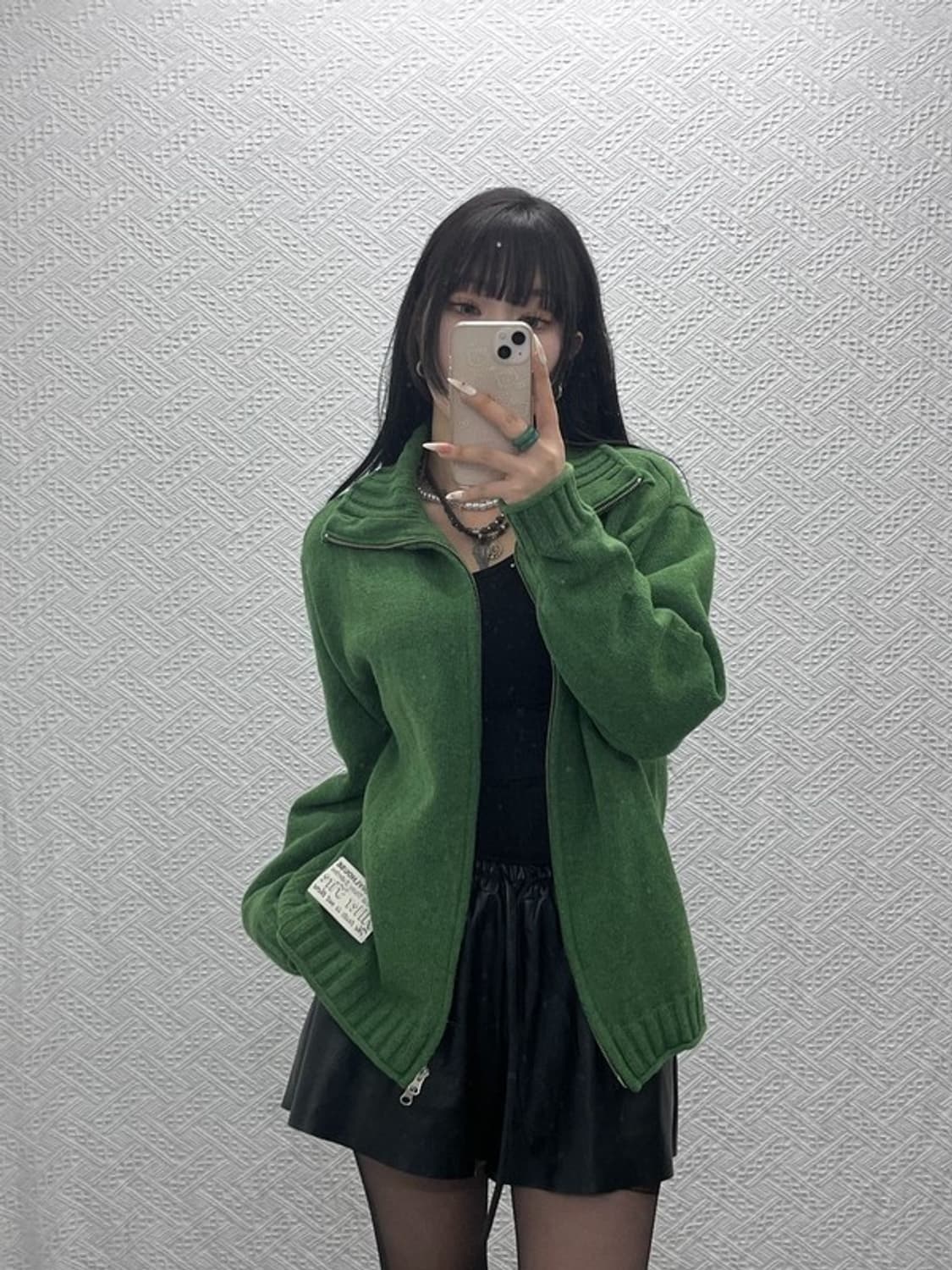 더 바이닐 하우스 빈티지 말차카키 집업 가디건 M C09430 상품이미지2