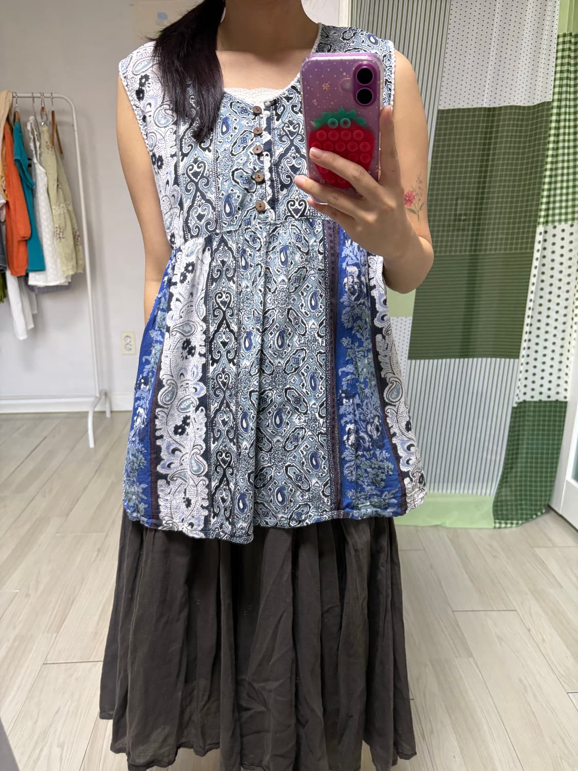 블루 패턴 슬리브리스  상품이미지9