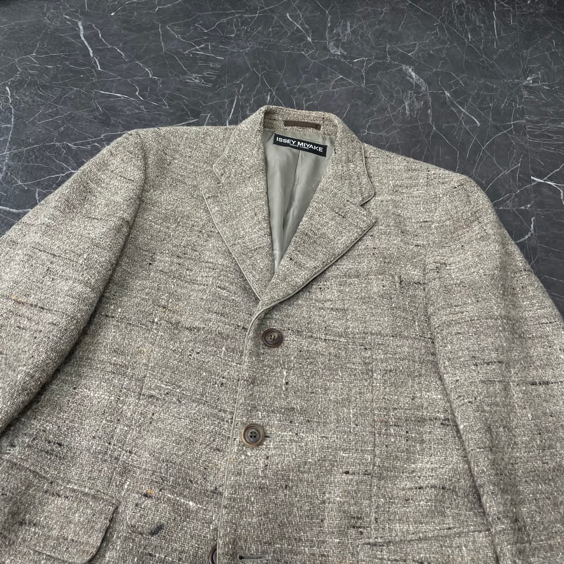 XL 이세이 미야케 모자이크 패턴 울 트위드 블레이저 상품이미지7