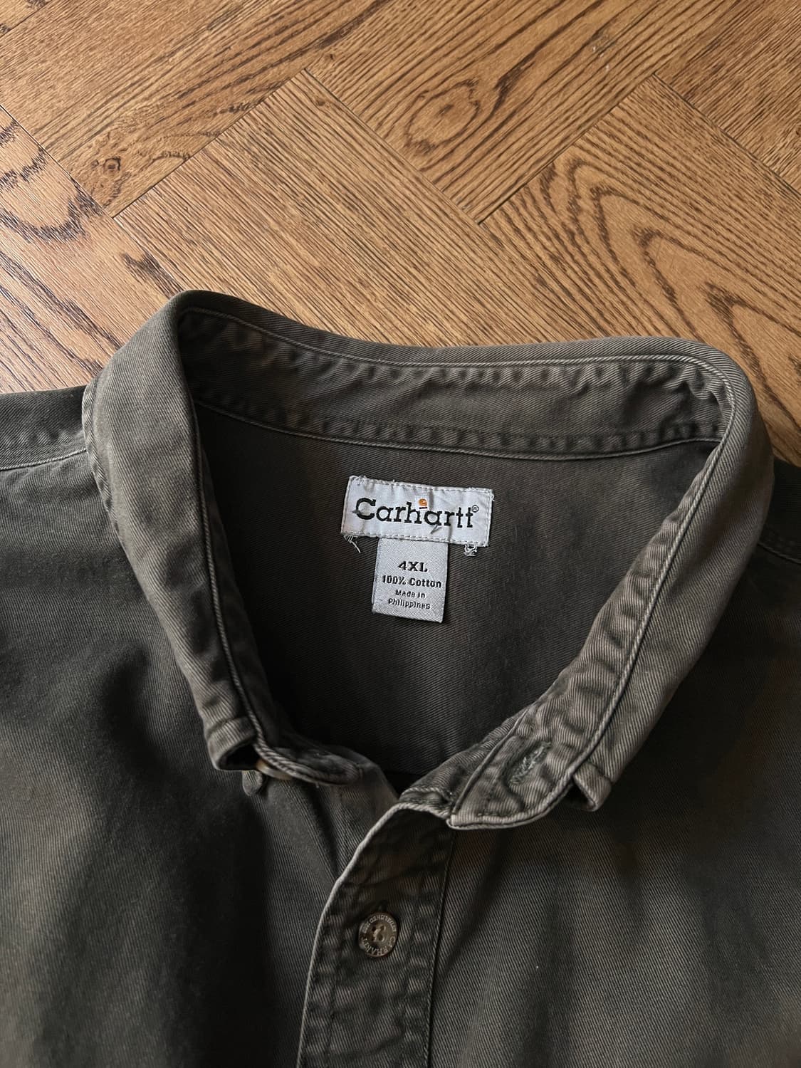 [4XL]칼하트 USA 2포켓 모스그린 코튼 워크 셔츠 상품이미지2