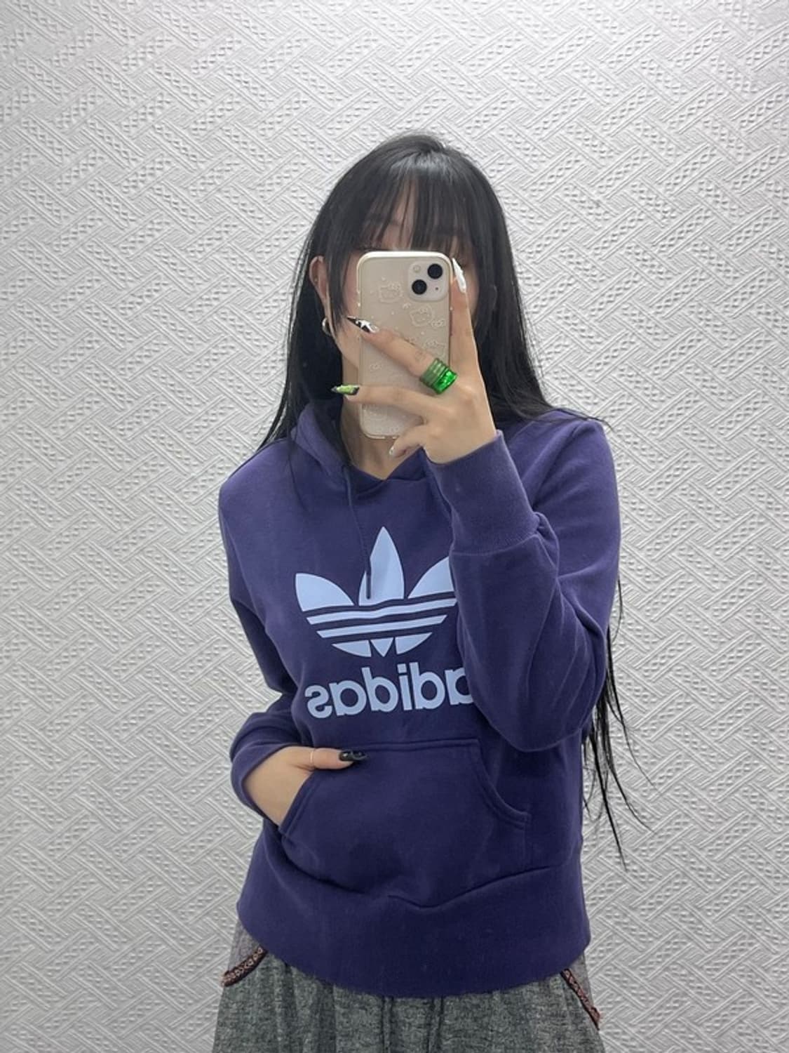 아디다스 Y2K 90's 딥퍼플 약기모 후드티 100 C08539 상품이미지2