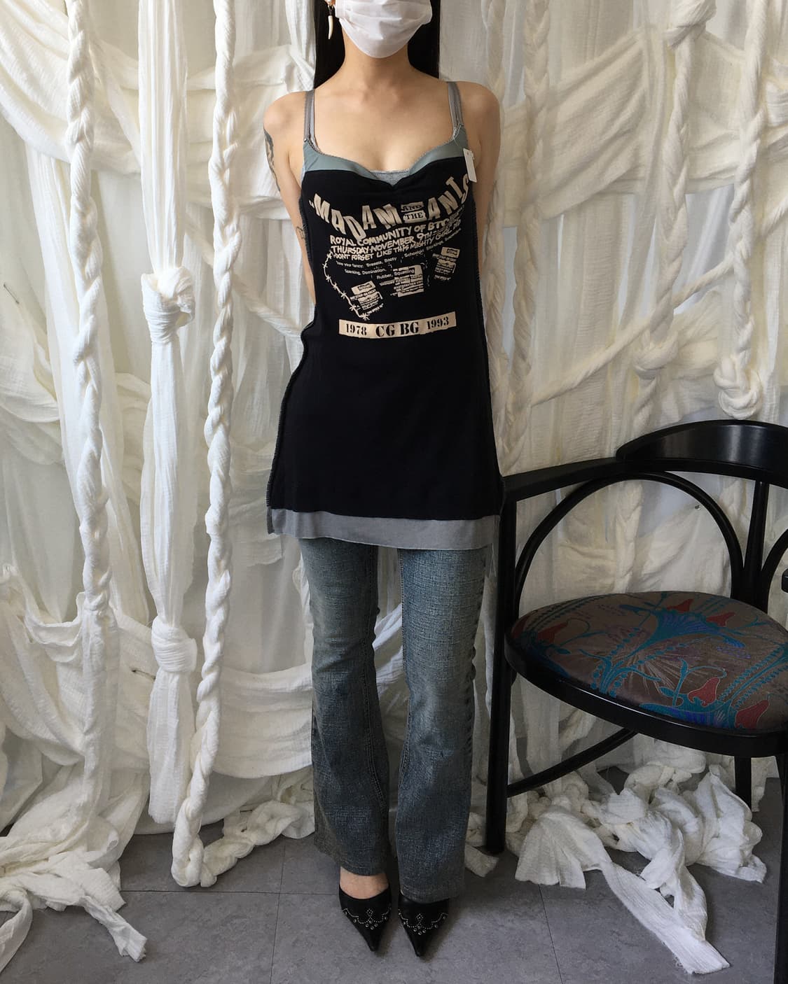 Layered point printing sleeveelss 상품이미지7