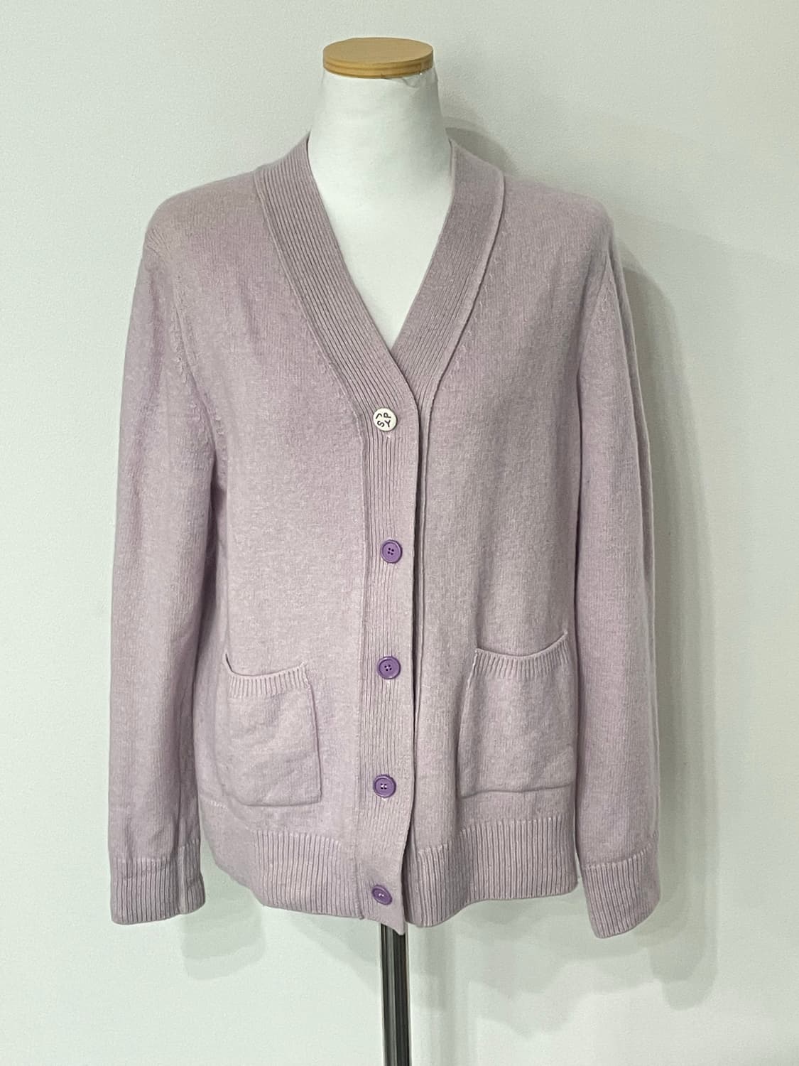 SJYP 스마일 연보라 니트 포켓 가디건 모리걸 키치 상품이미지7