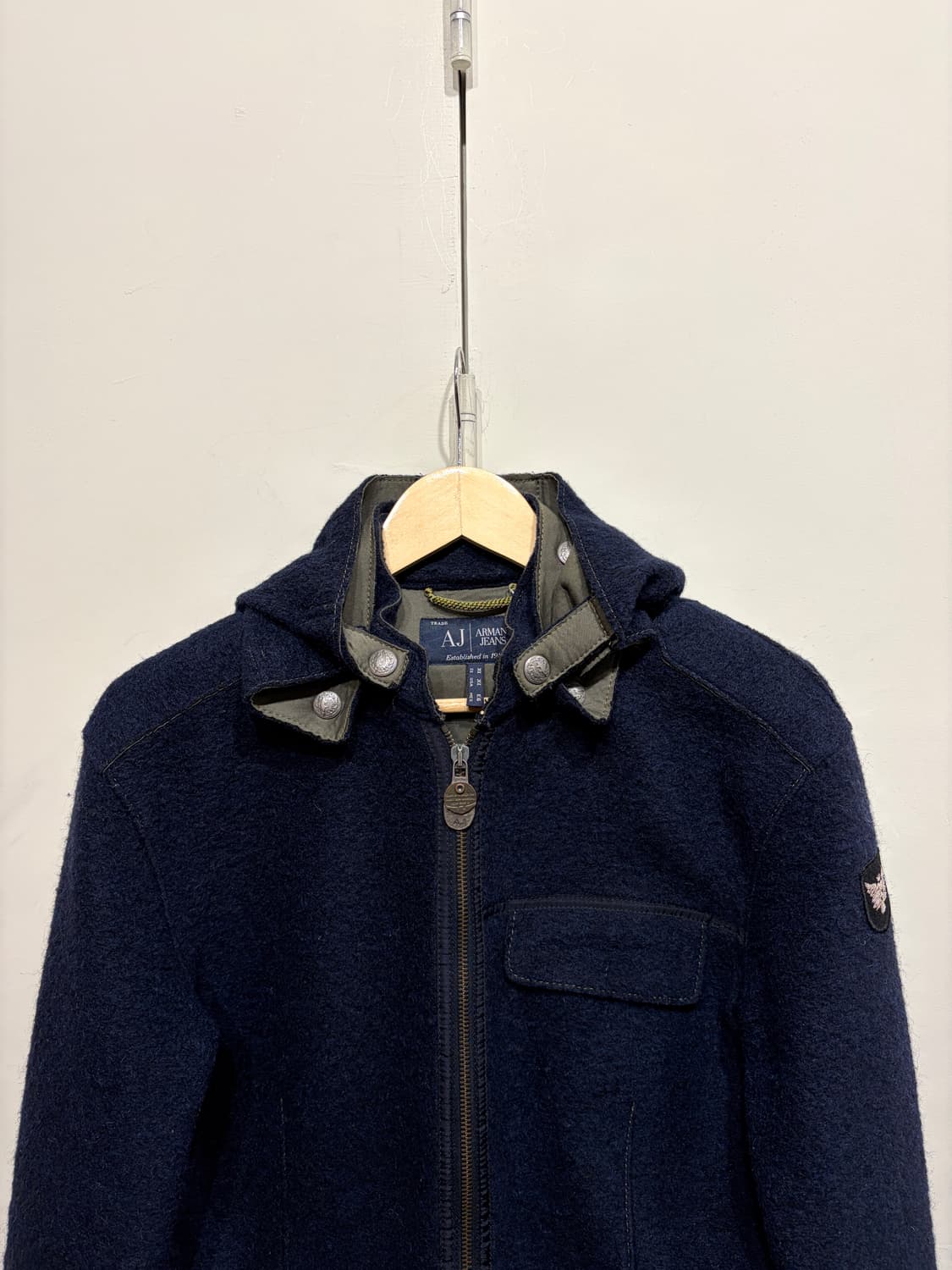 아르마니 진스 스티치 울 후드 자켓 상품이미지4