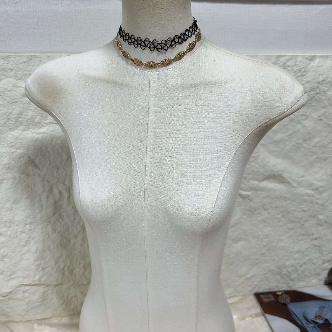 빈티지 밴딩 레이스 메탈 초커 목걸이 세트 상품이미지1