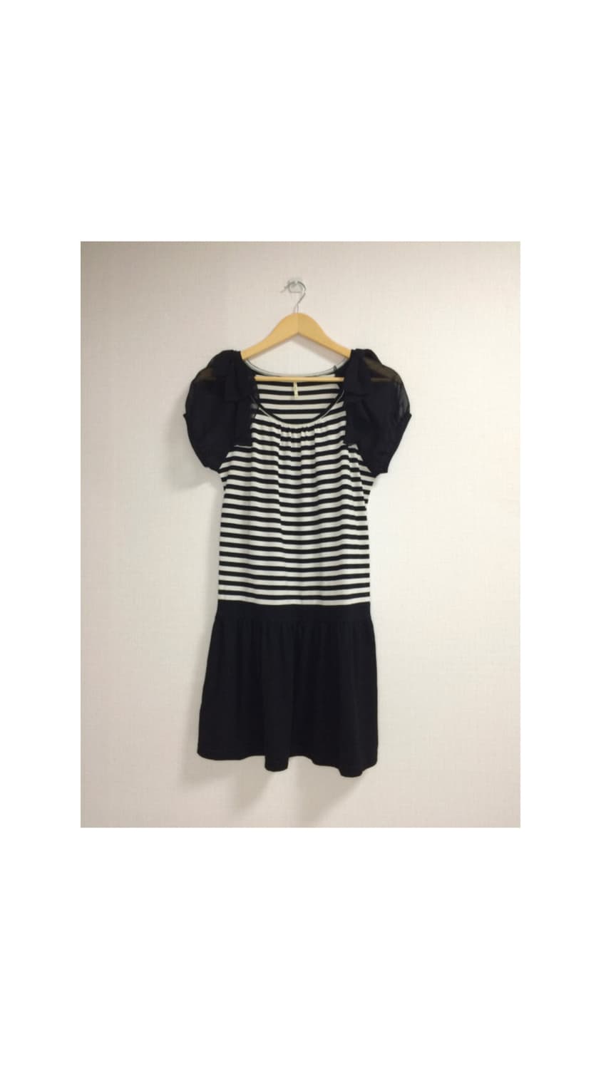 빈티지 스트라이프 리본 퍼프 원피스 튜닉 상품이미지2