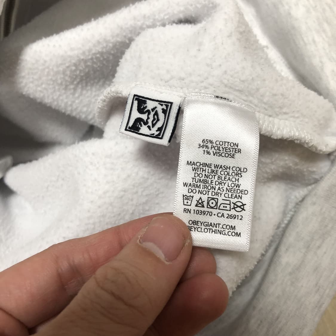 (L) 오베이 OBEY 1% 멜란지 그레이 후드 집업 후드티 상품이미지7