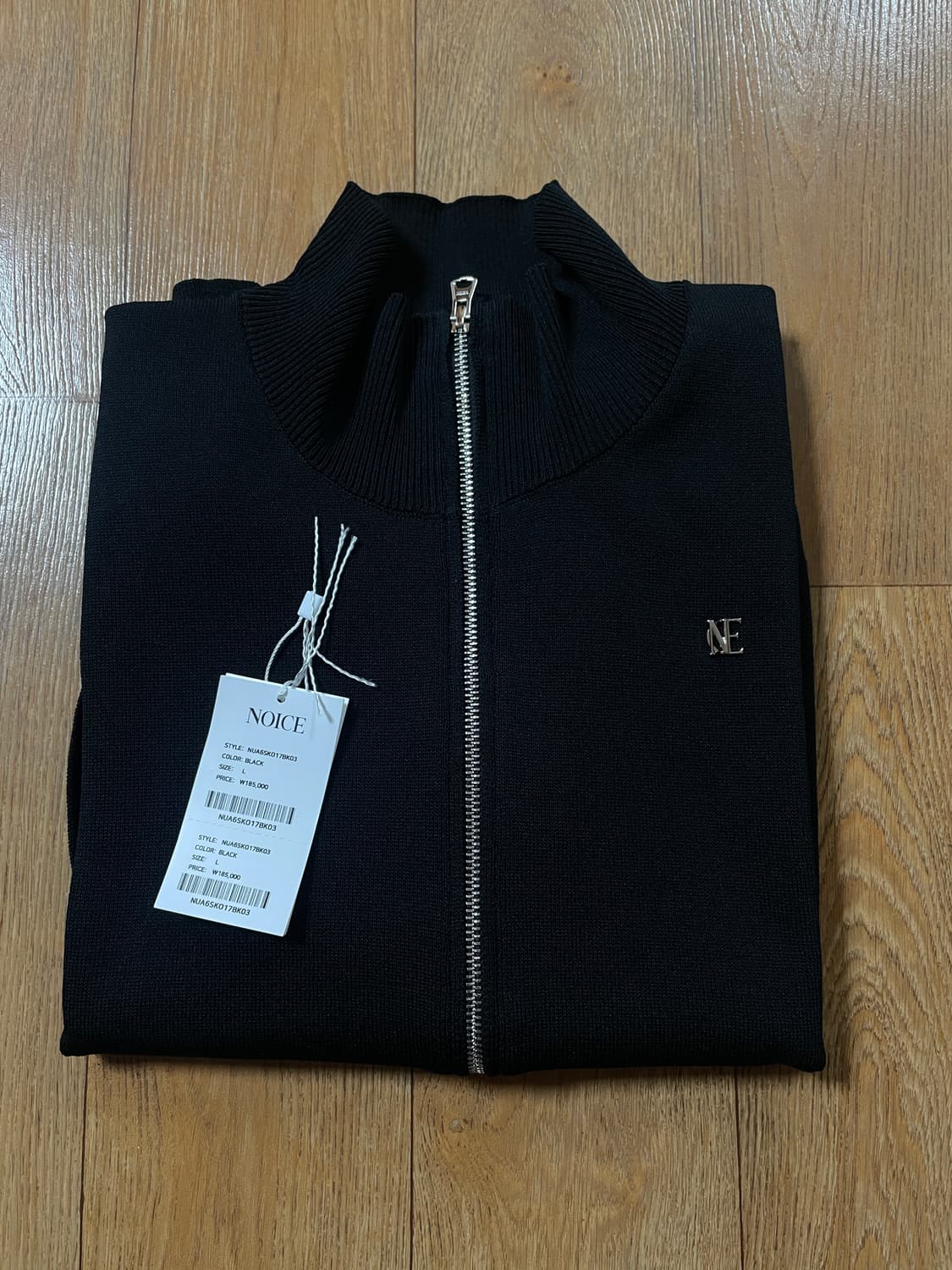 노이스 니트 집업 가디건 블랙 L 새상품 상품이미지10