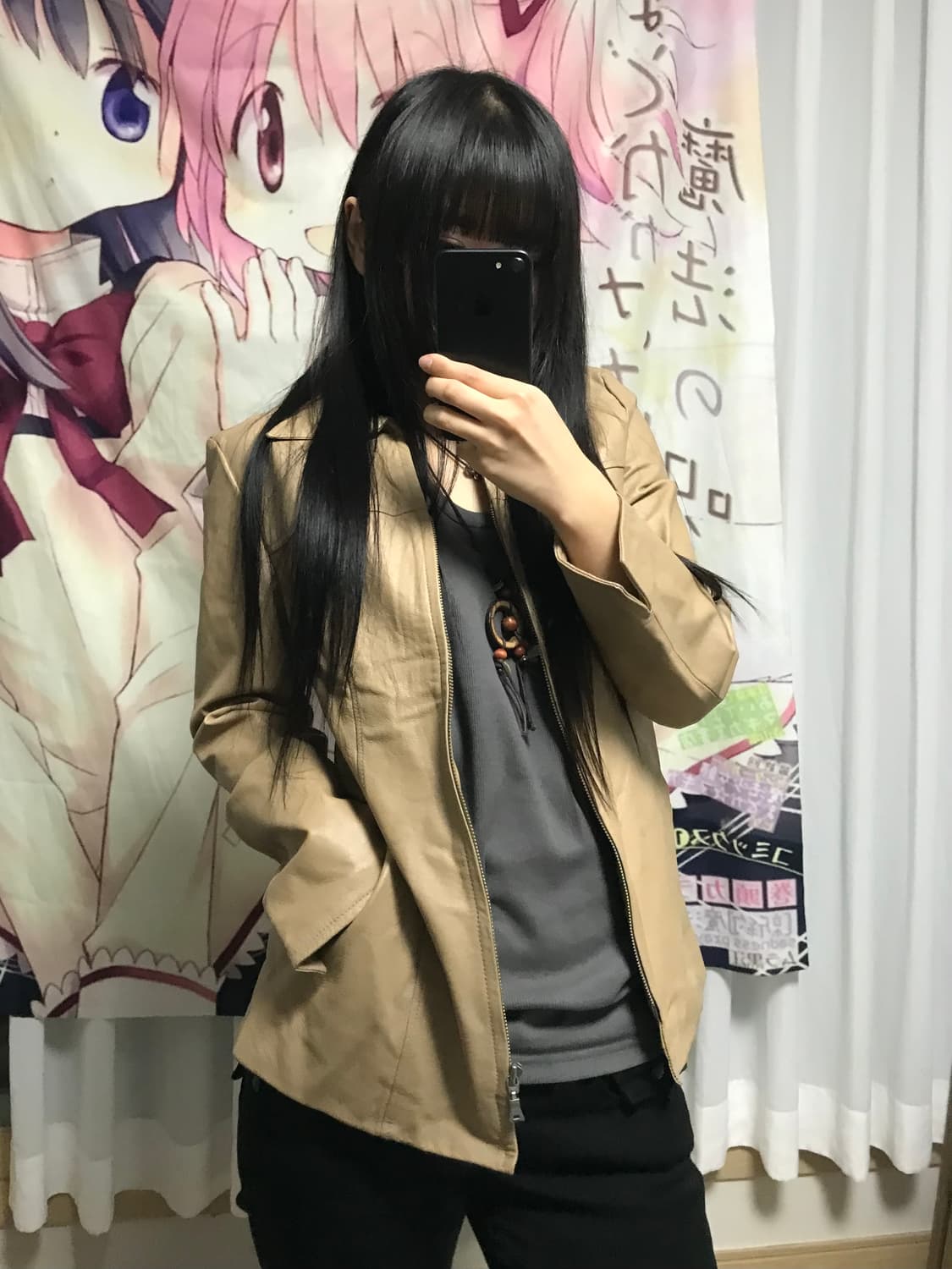 베이지 레더자켓 상품이미지3