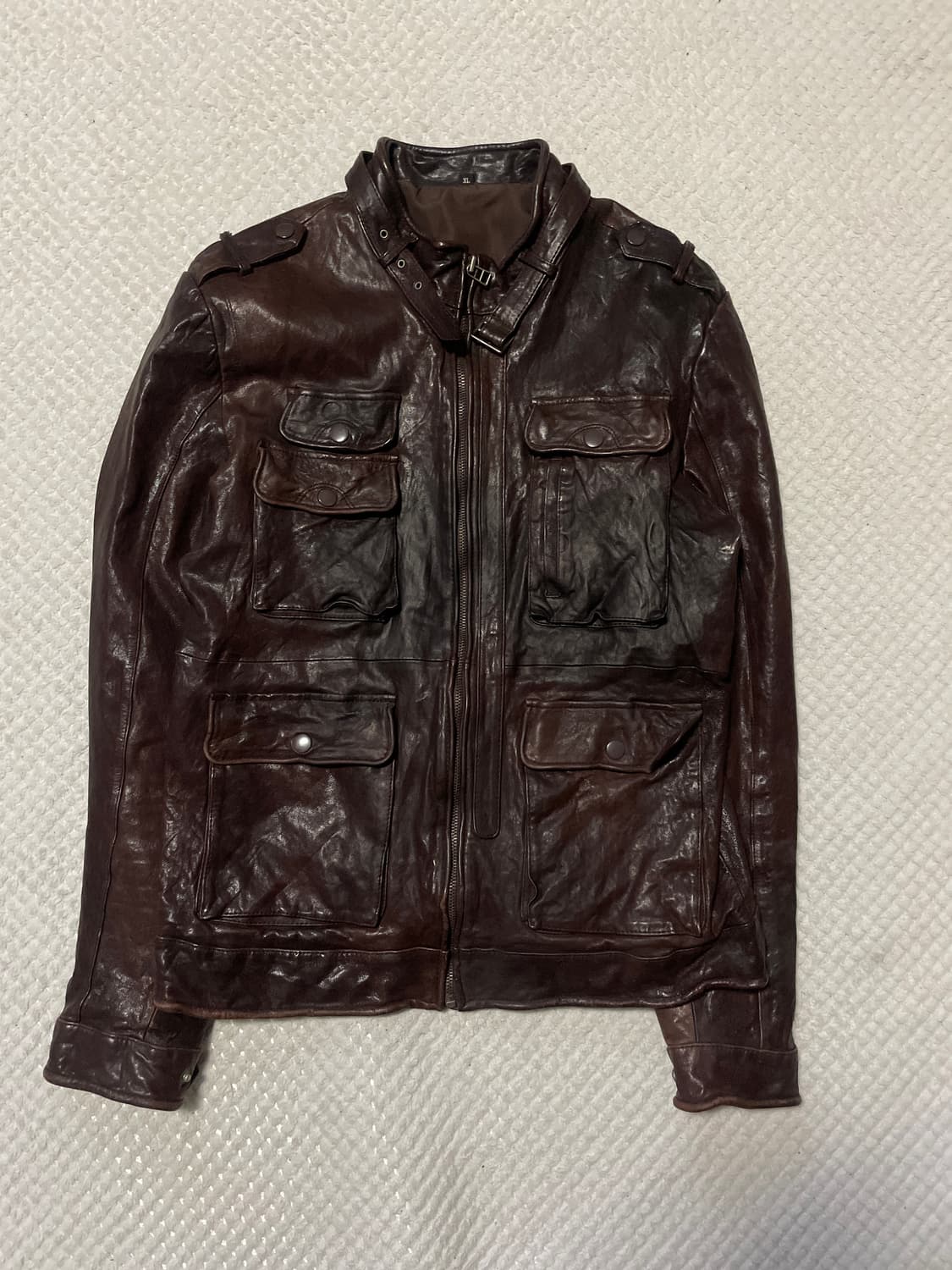 웨스턴 무드 이테리 램스킨 양가죽 포켓 레더 자켓 상품이미지1