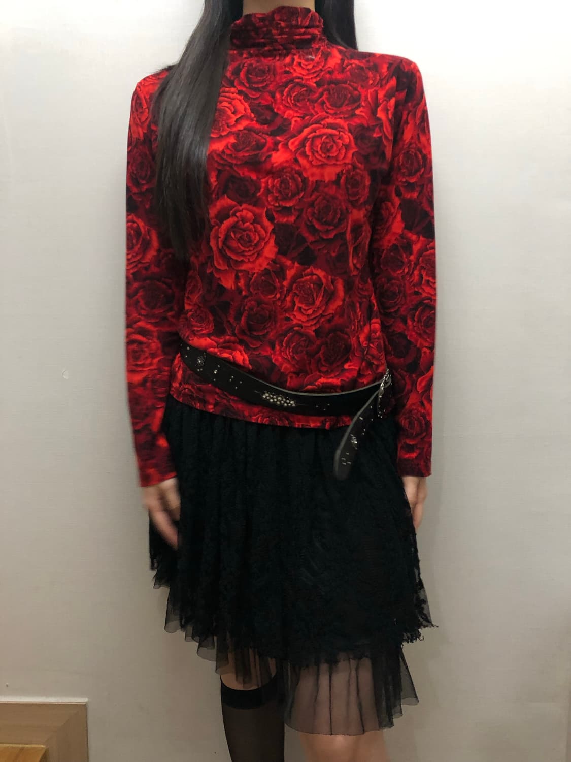 빈티지 레드 오리엔탈 플라워 탑 상품이미지5