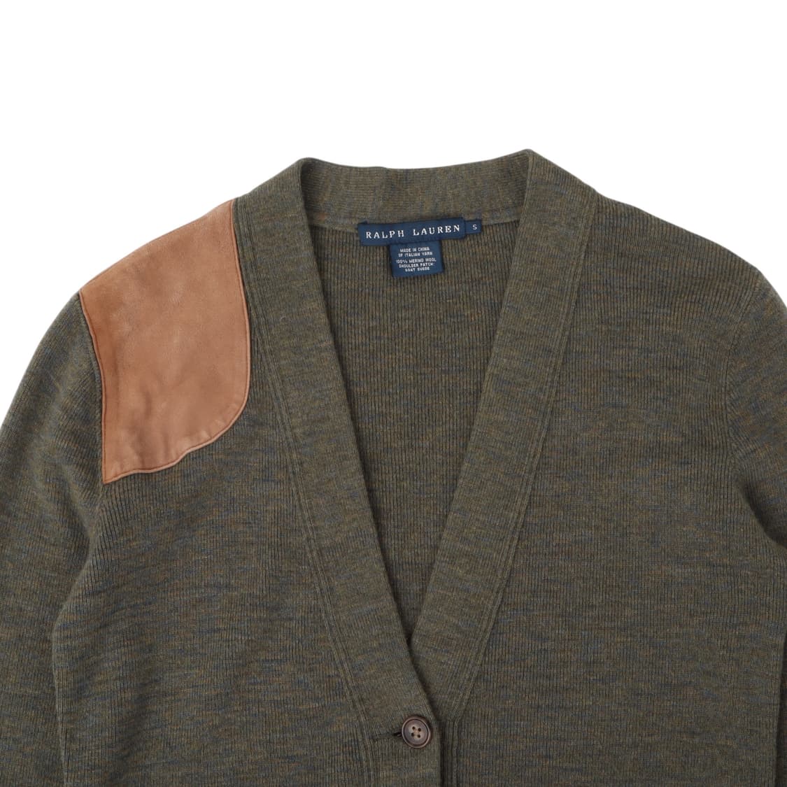 랄프로렌 카키 숄더 스웨이드패치 울 가디건 상품이미지2