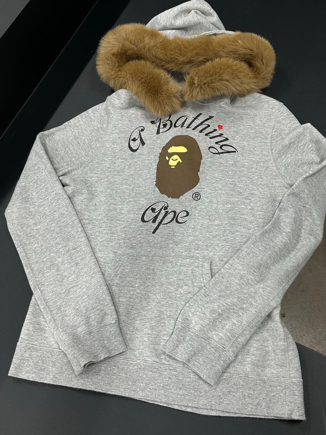 A BATHING APE 베이프 그레이 풀오버 퍼 후드티 상품이미지4