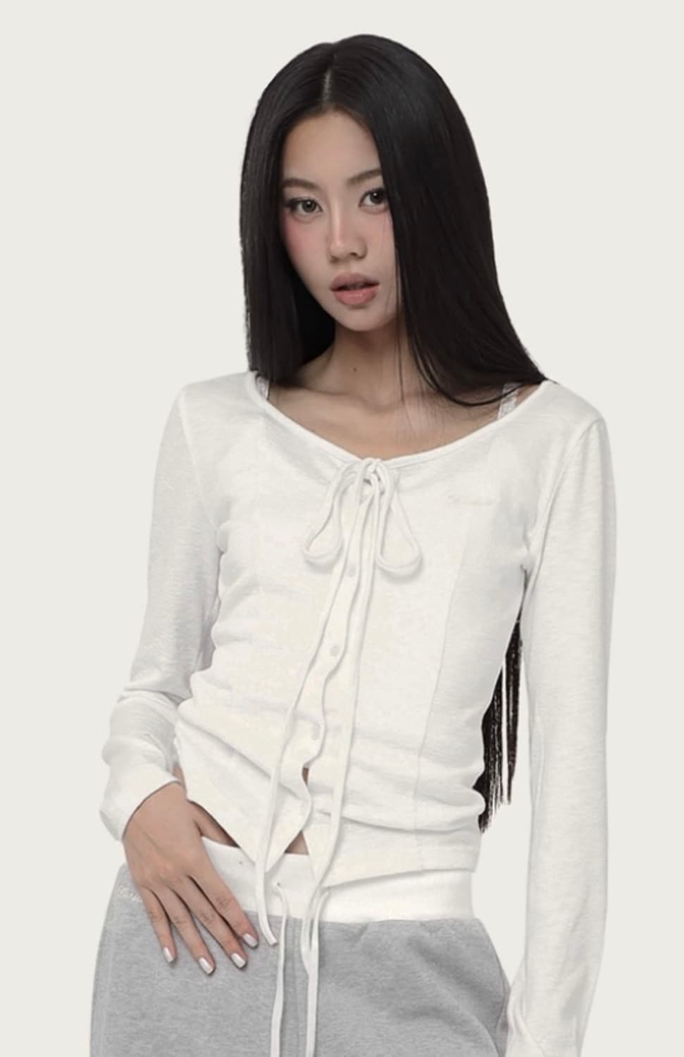 새상품) 클리시어 위스퍼 스트랩 가디건 화이트 상품이미지3