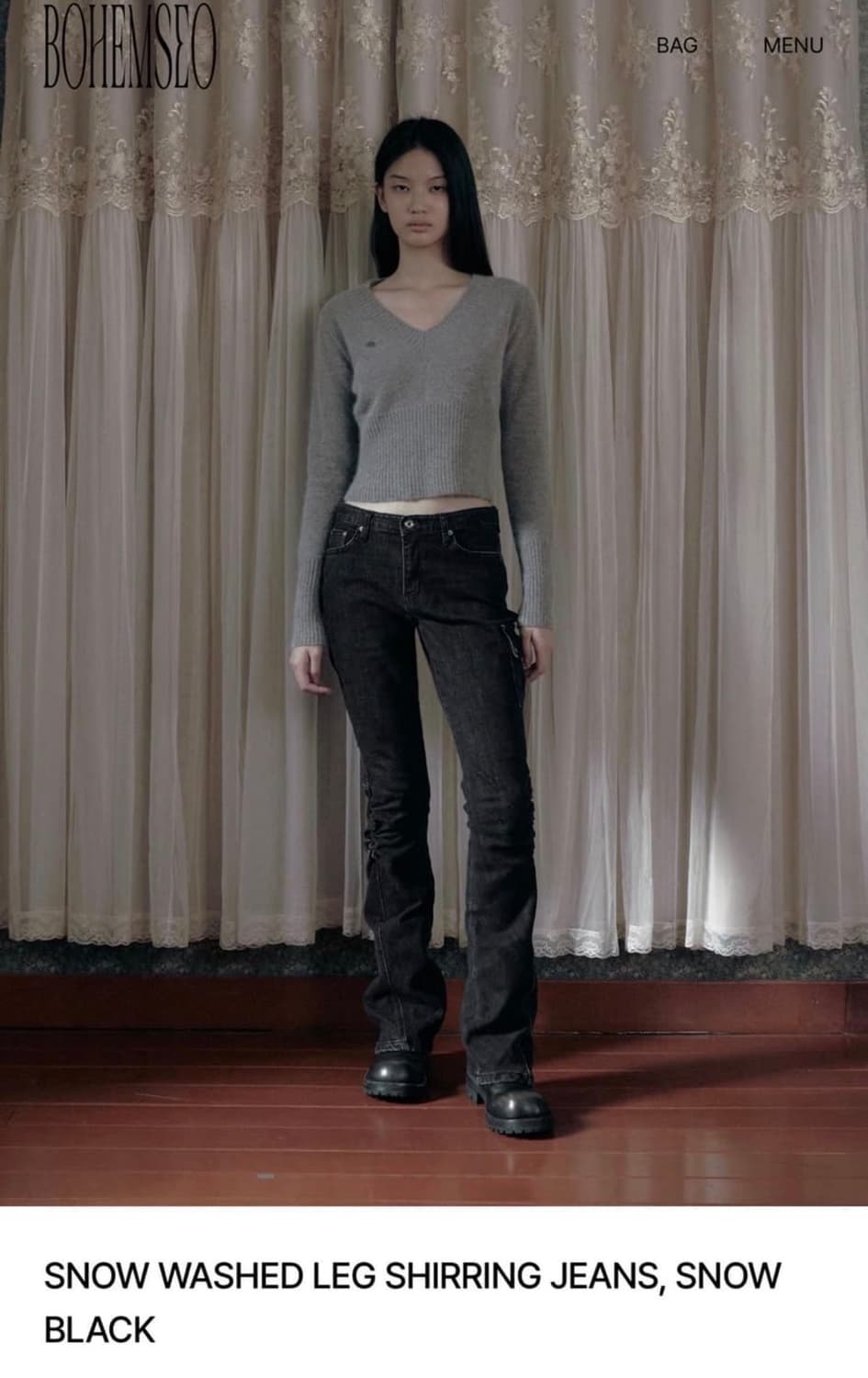 보헤미안서울 보헴서 SNOW WASHED LEG SHIRRING JEAN 상품이미지1