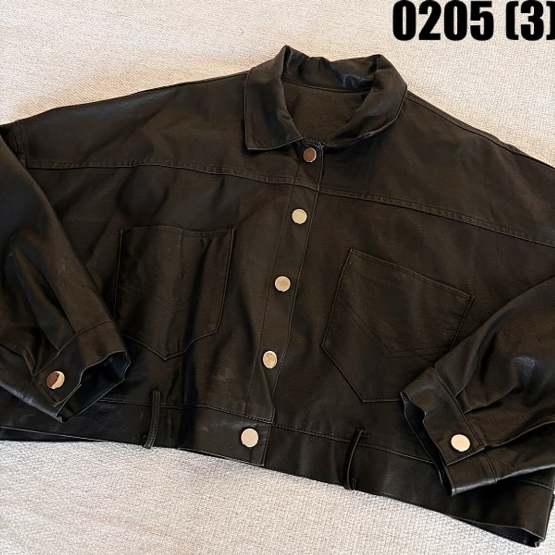 [실측확인] 빈티지 여성 크롭 인조 가죽 자켓 0205(3) 상품이미지2