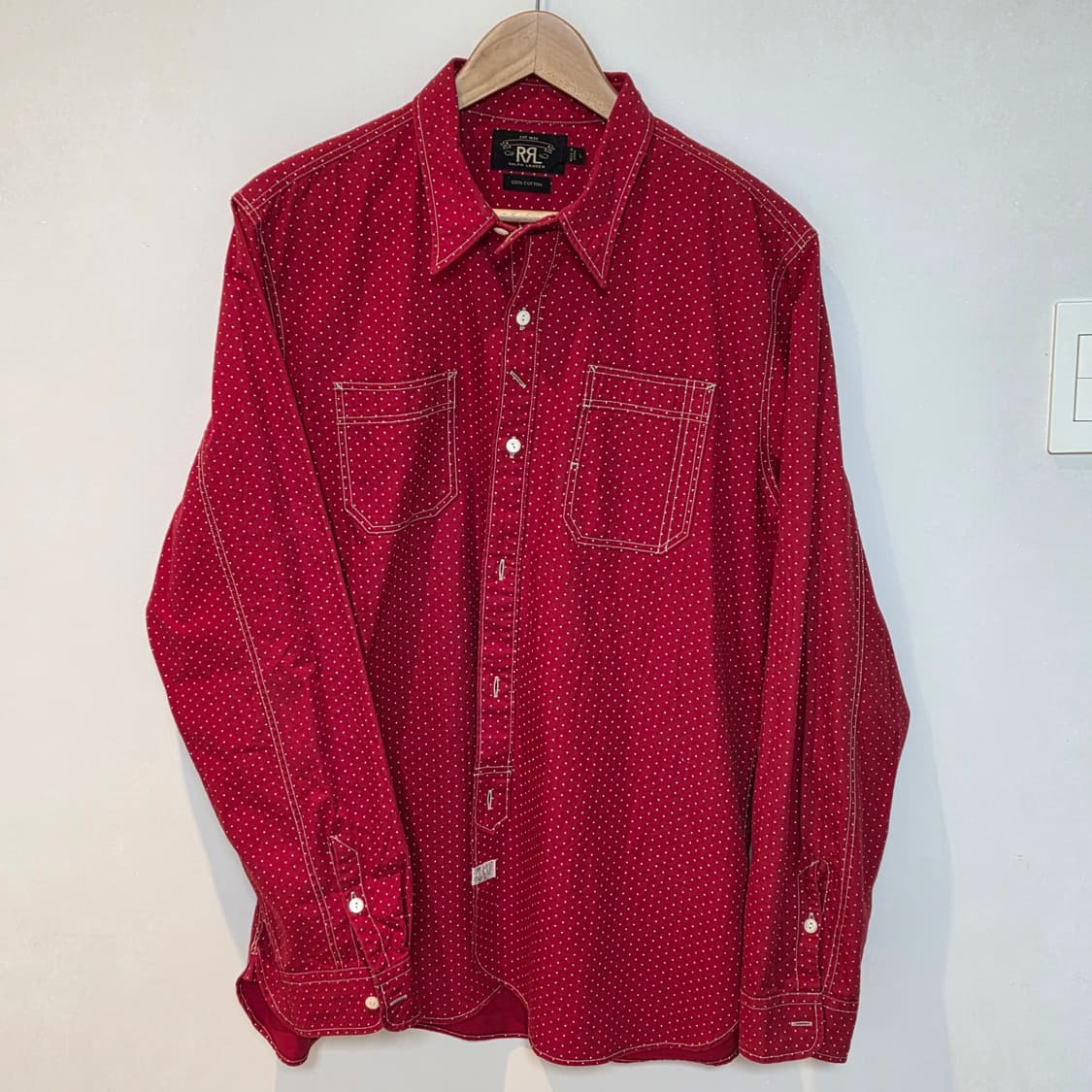 RRL 랄프로렌 레드 도트 셔츠 L 상품이미지1