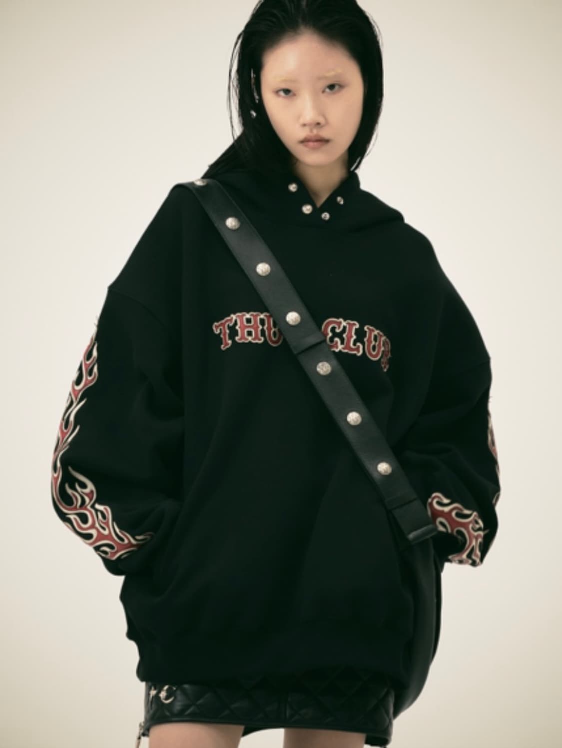 떠그클럽 레더 플레임 후드 블랙 -2size- 미착용 새상품 상품이미지1